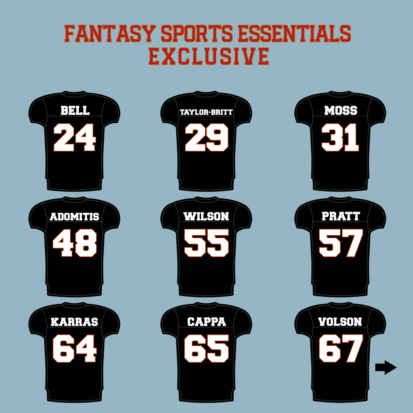 Fantasy Sports Essentials Exclusive Cincinnati Bengals 2024 Home Jersey Matte Stickers Page 2