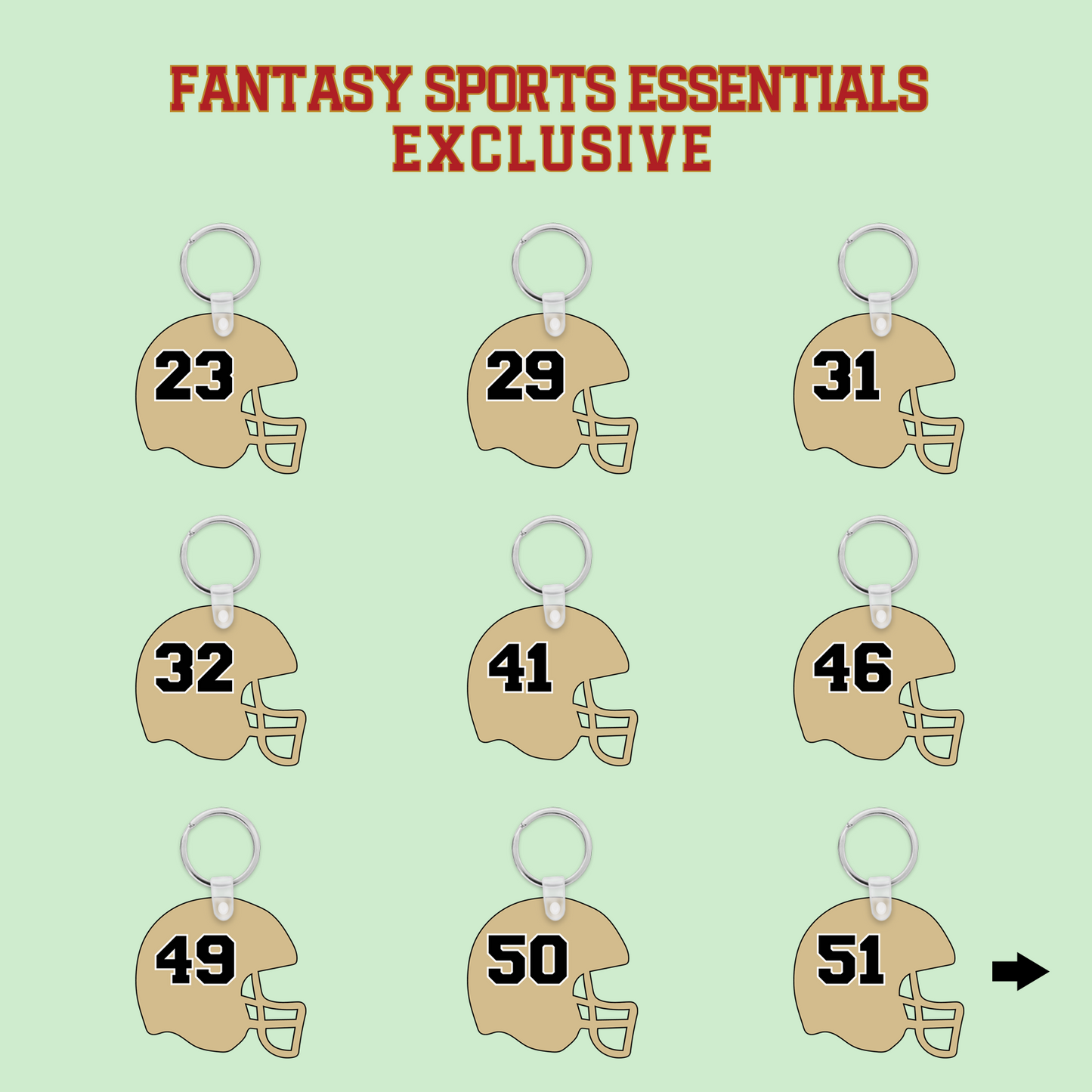 Fantasy Sports Essentials Exclusive New Orleans Saints 2024 Helmet Keychains Page 2