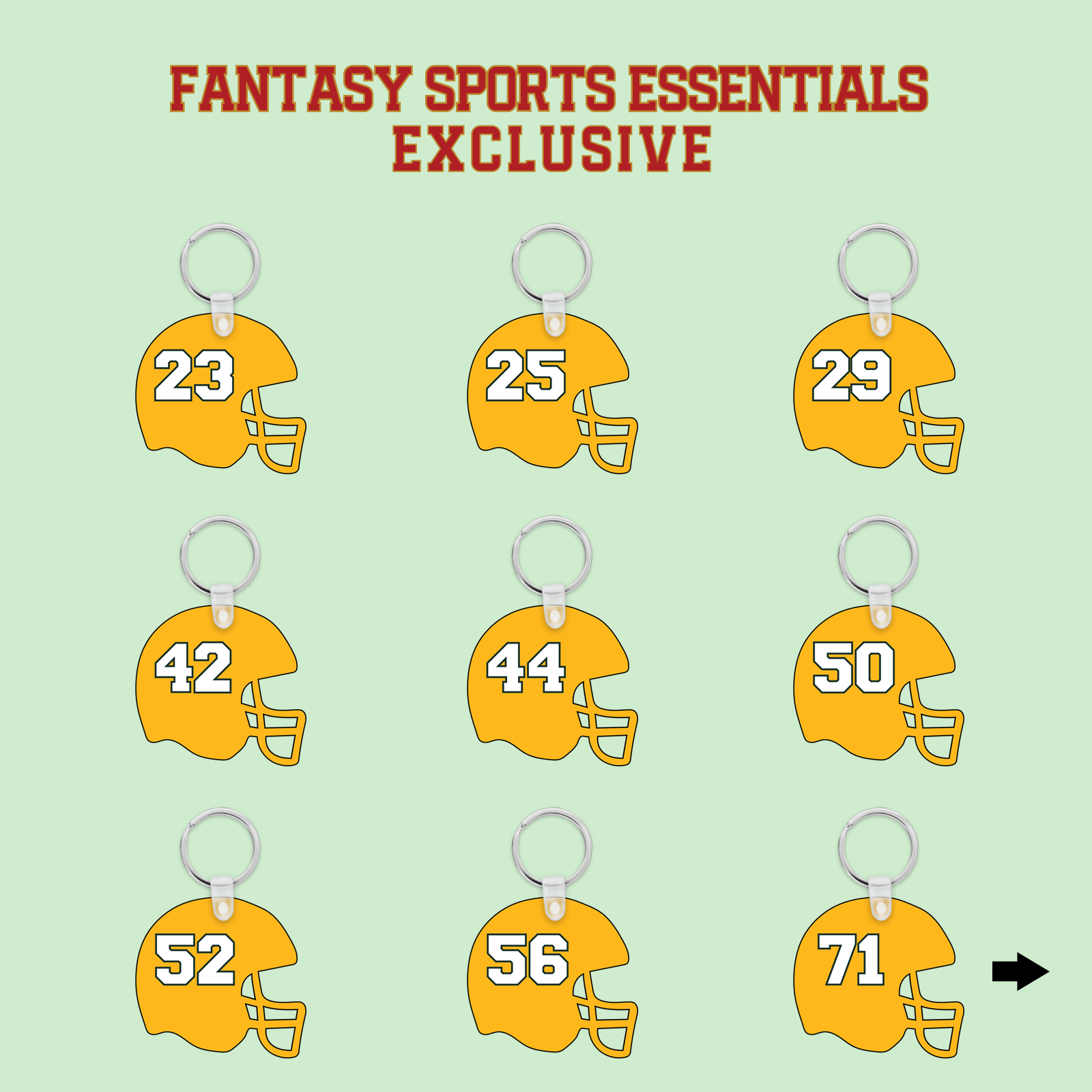 Fantasy Sports Essentials Exclusive Green Bay Packers 2024 Helmet Keychains Page 2