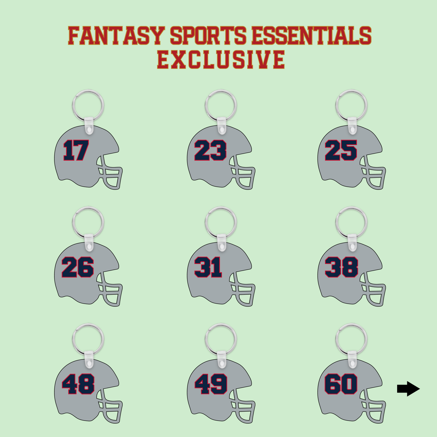 Fantasy Sports Essentials Exclusive New England Patriots 2024 Helmet Keychains Page 2