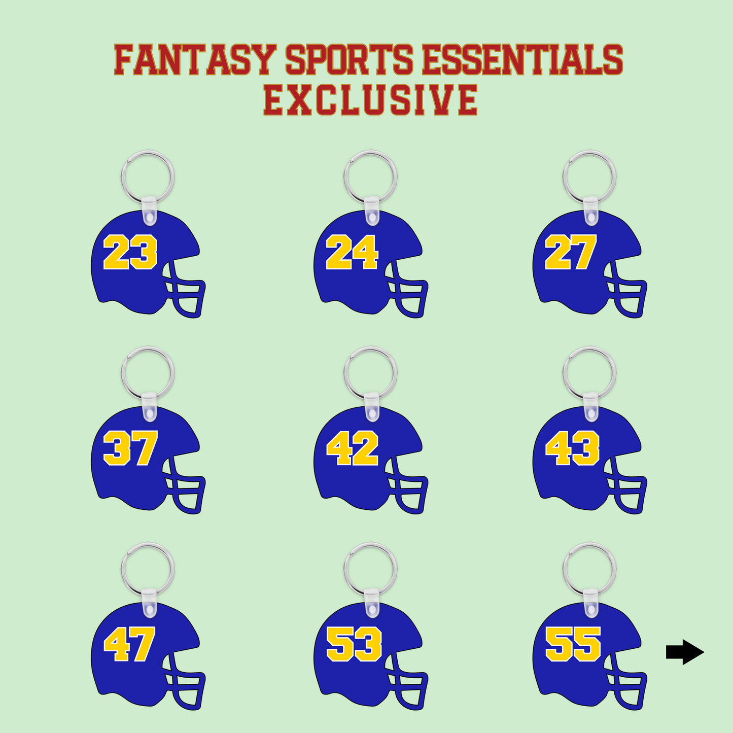 Fantasy Sports Essentials Exclusive Los Angeles Rams 2024 Helmet Keychains Page 2