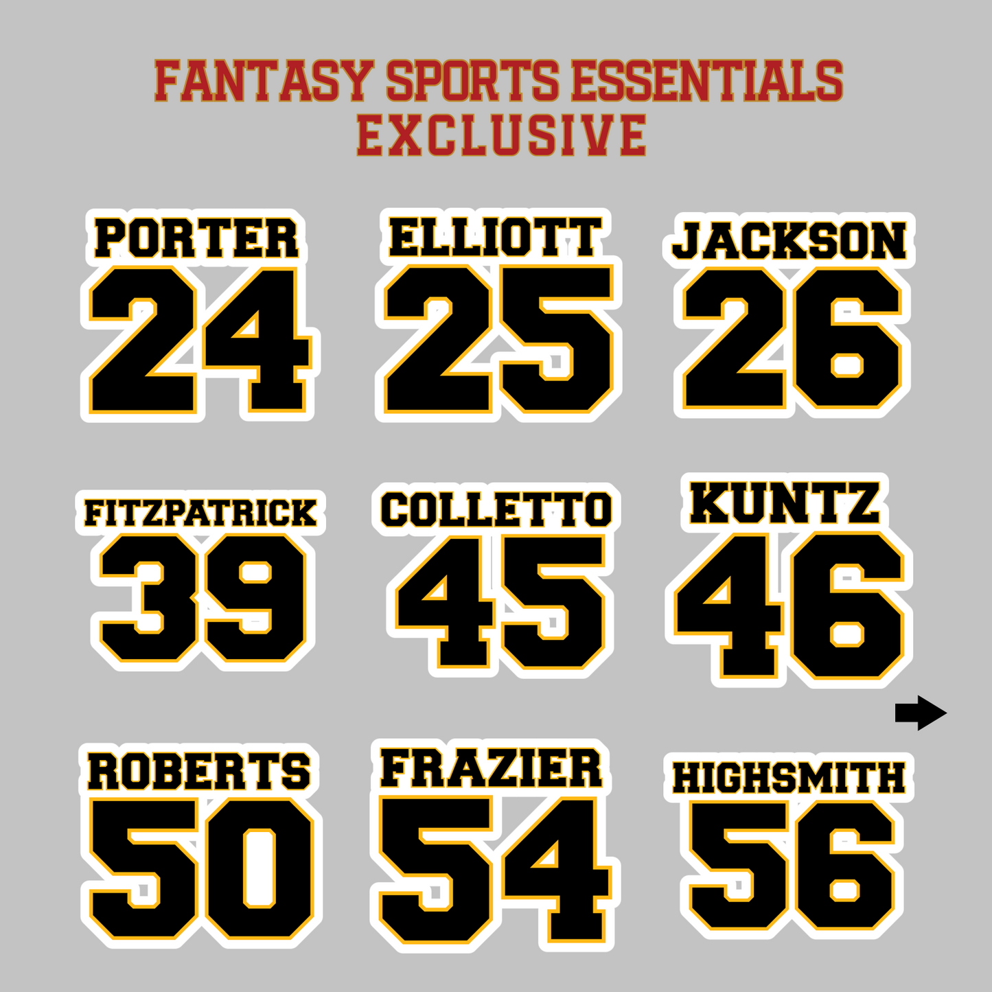 Fantasy Sports Essentials Exclusive Pittsburgh Steelers 2024 Name and Number Magnets Page 2