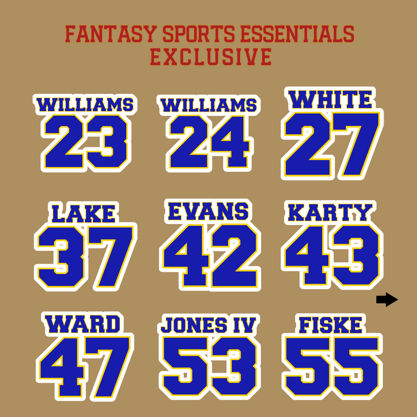 Fantasy Sports Essentials Exclusive Los Angeles Rams 2024 Name and Number Glossy Stickers Page 2