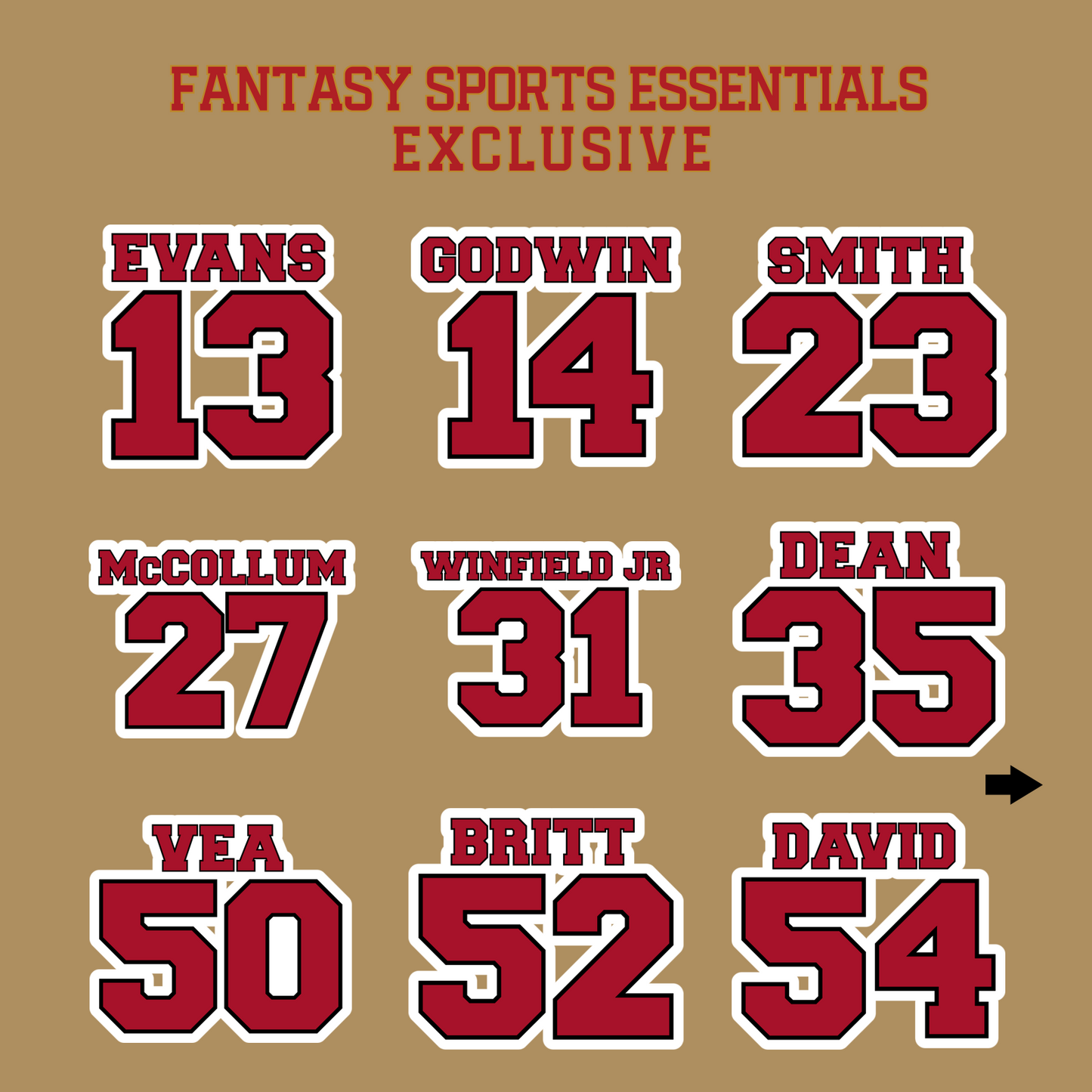 Fantasy Sports Essentials Exclusive Tampa Bay Buccaneers 2024 Name and Number Glossy Stickers Page 2