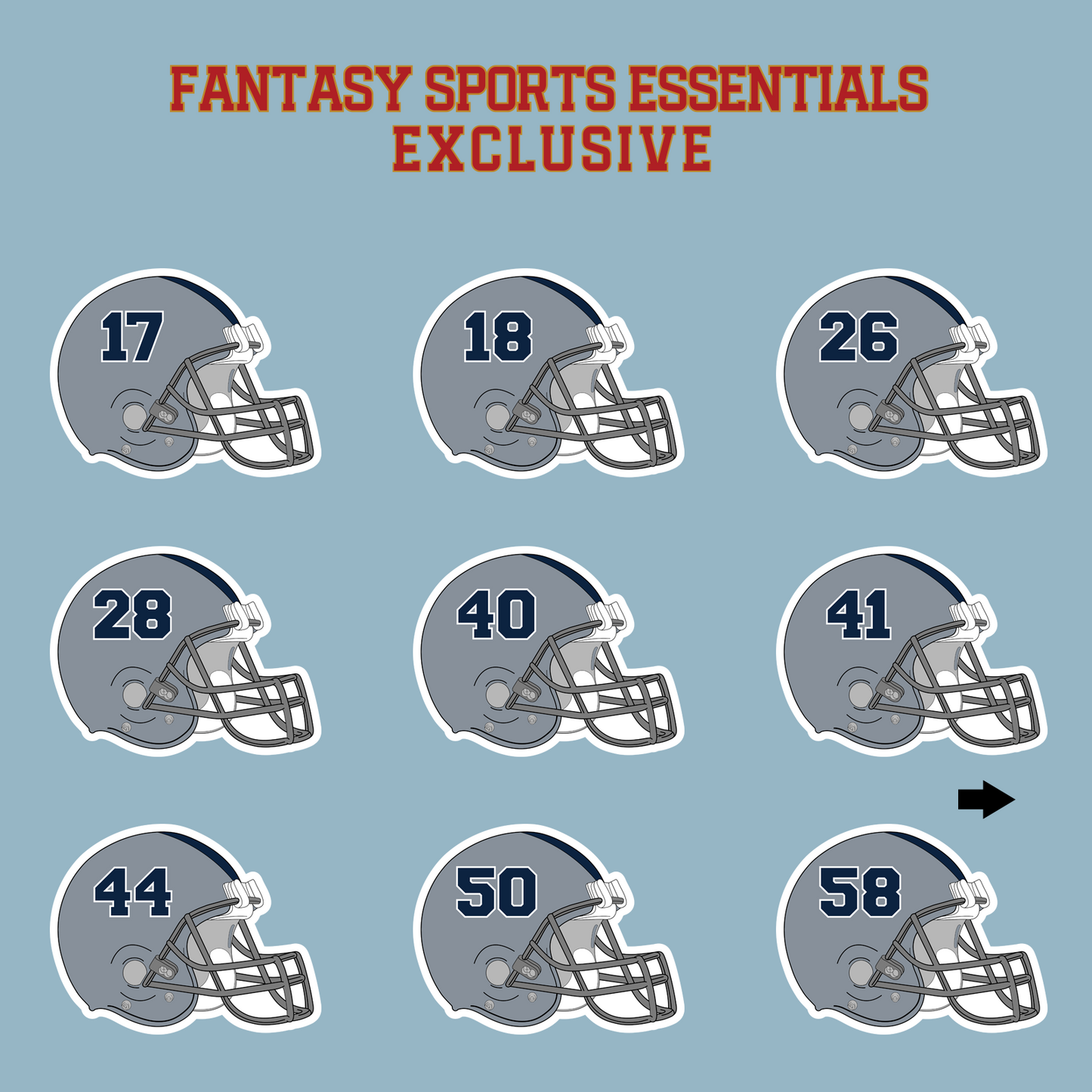 Fantasy Sports Essentials Exclusive Dallas Cowboys 2024 Helmet Matte Stickers Page 2