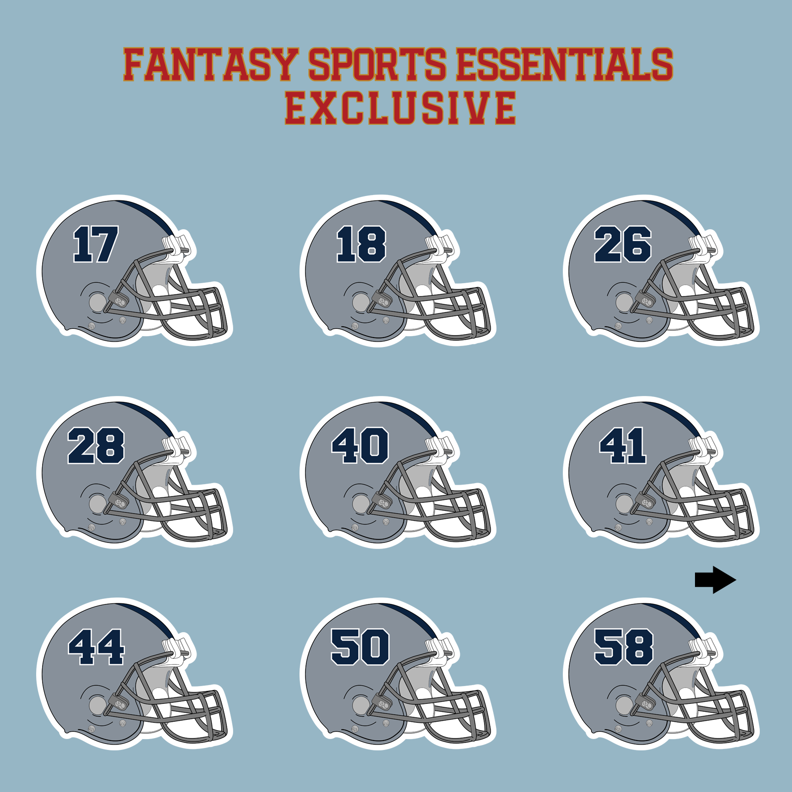 Fantasy Sports Essentials Exclusive Dallas Cowboys 2024 Helmet Matte Stickers Page 2