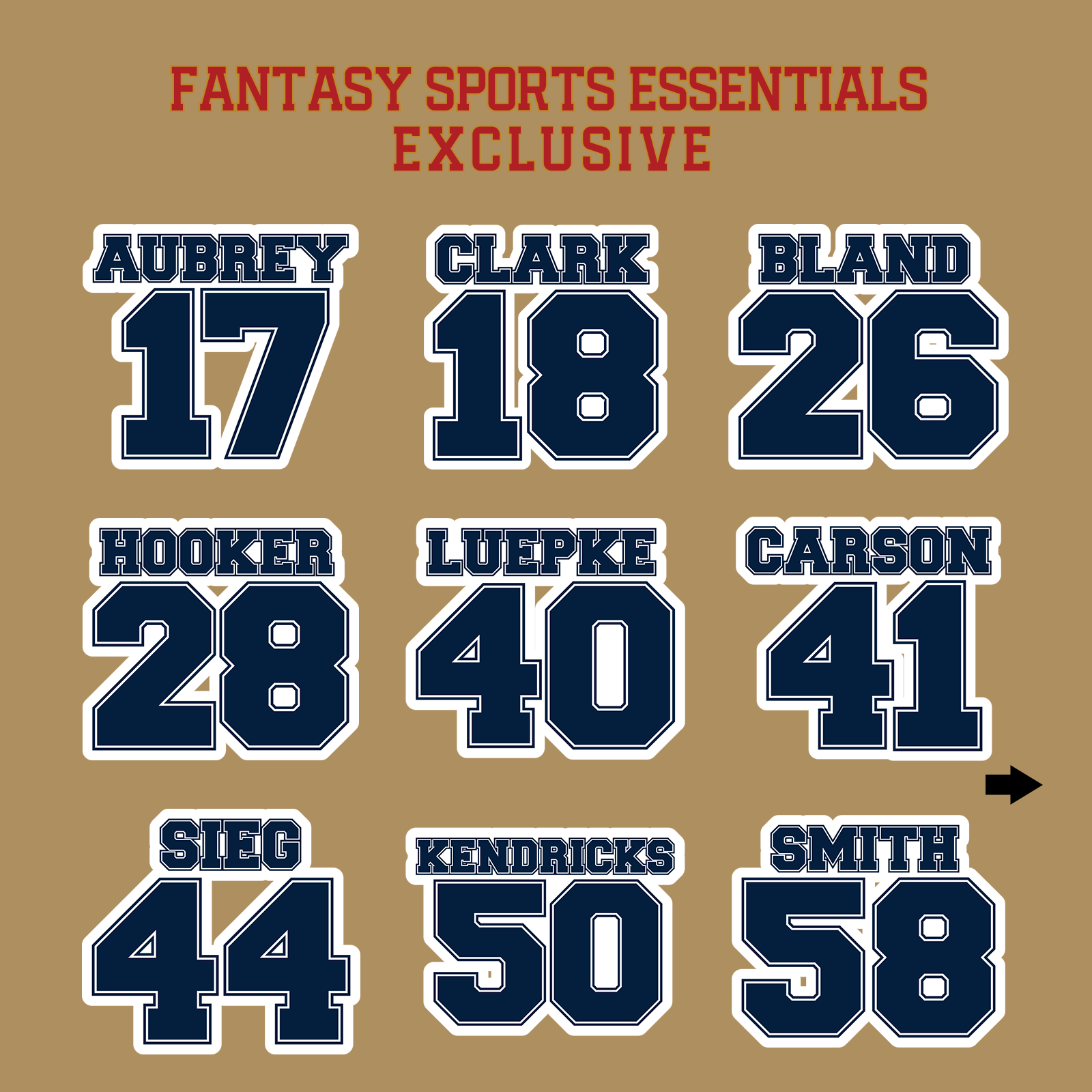 Fantasy Sports Essentials Exclusive Dallas Cowboys 2024 Name and Number Glossy Stickers Page 2