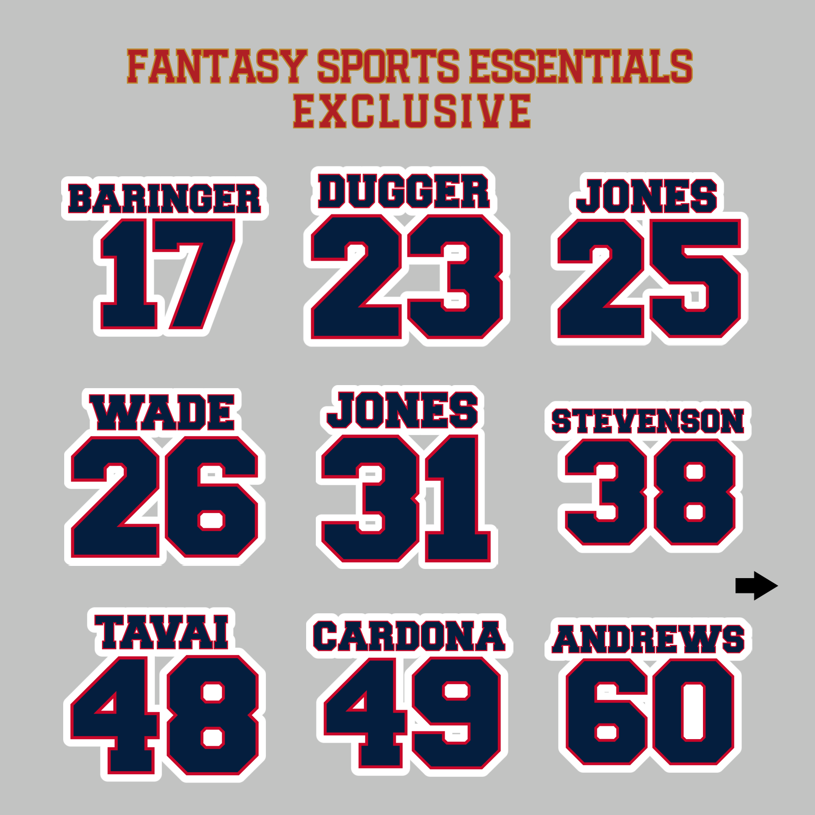 Fantasy Sports Essentials Exclusive New England Patriots 2024 Name and Number Magnets Page 2