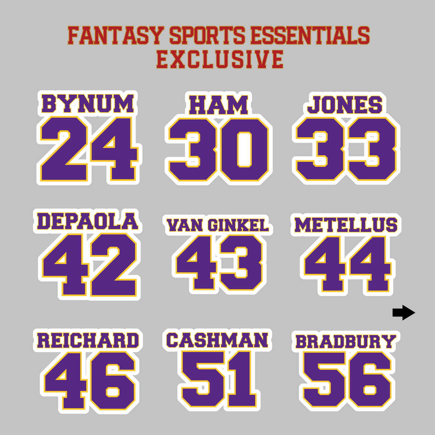 Fantasy Sports Essentials Exclusive Minnesota Vikings 2024 Name and Number Magnets Page 2