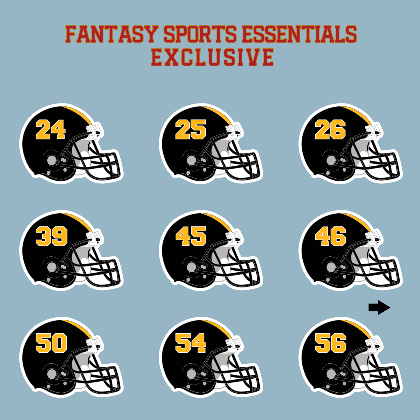 Fantasy Sports Essentials Exclusive Pittsburgh Steelers 2024 Helmet Matte Stickers Page 2