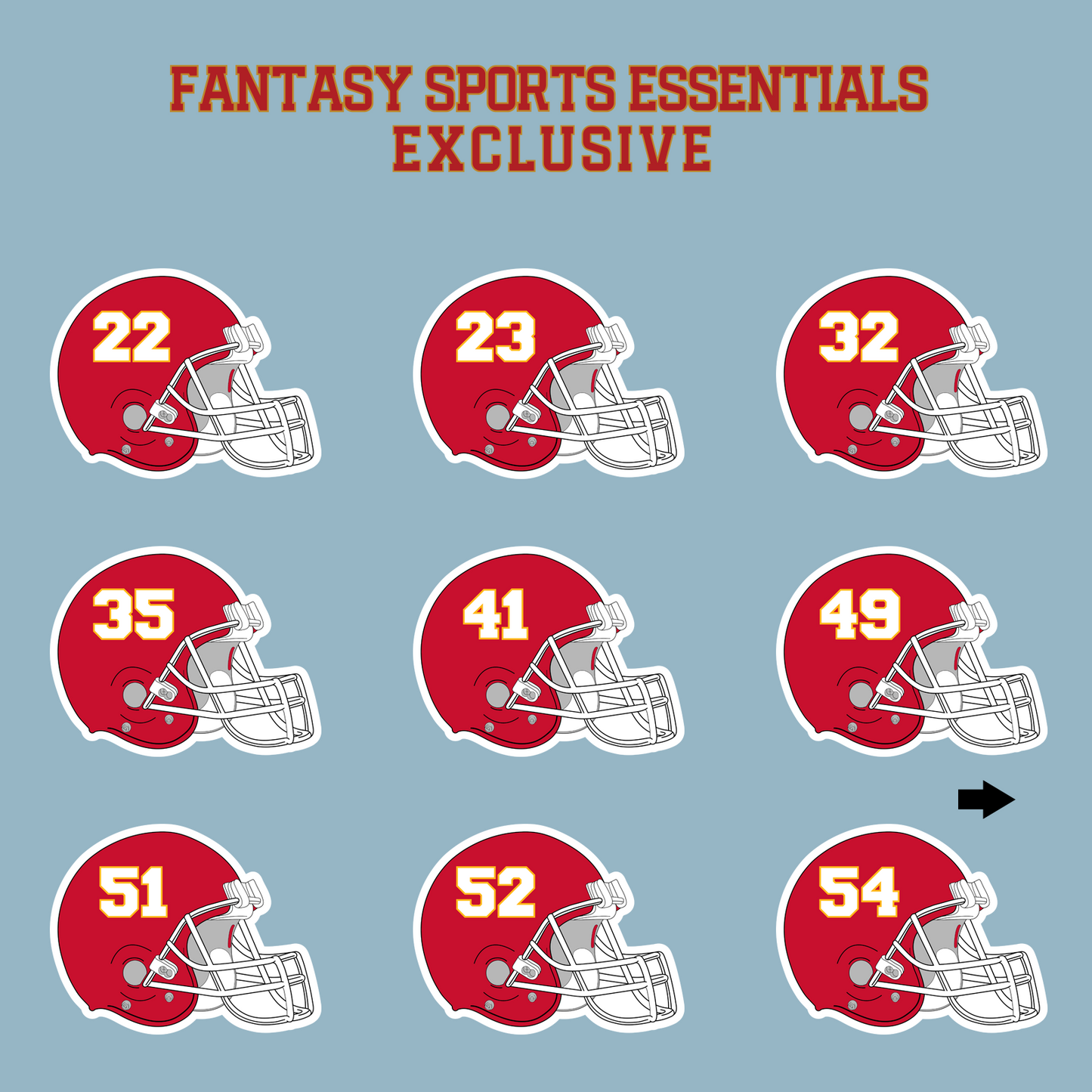 Fantasy Sports Essentials Exclusive Kansas City Chiefs 2024 Helmet Matte Stickers Page 2