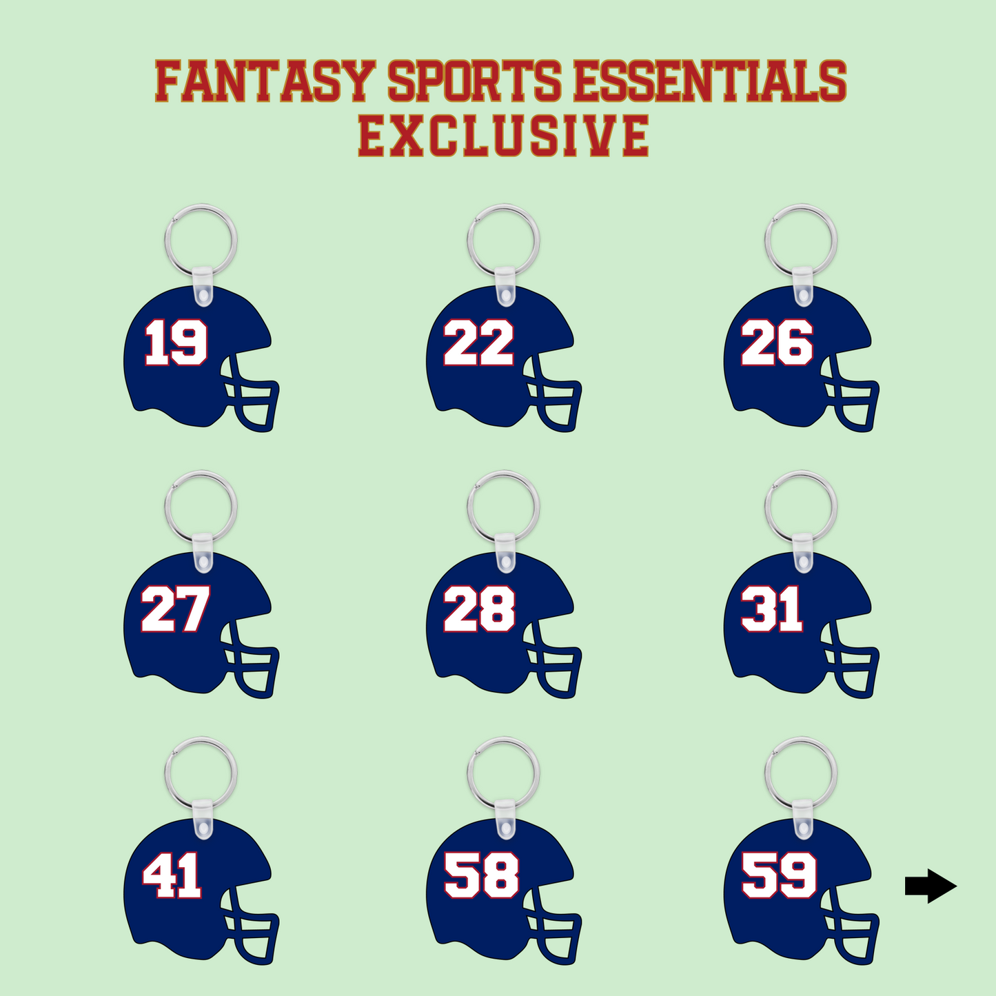 Fantasy Sports Essentials Exclusive New York Giants 2024 Helmet Keychains Page 2