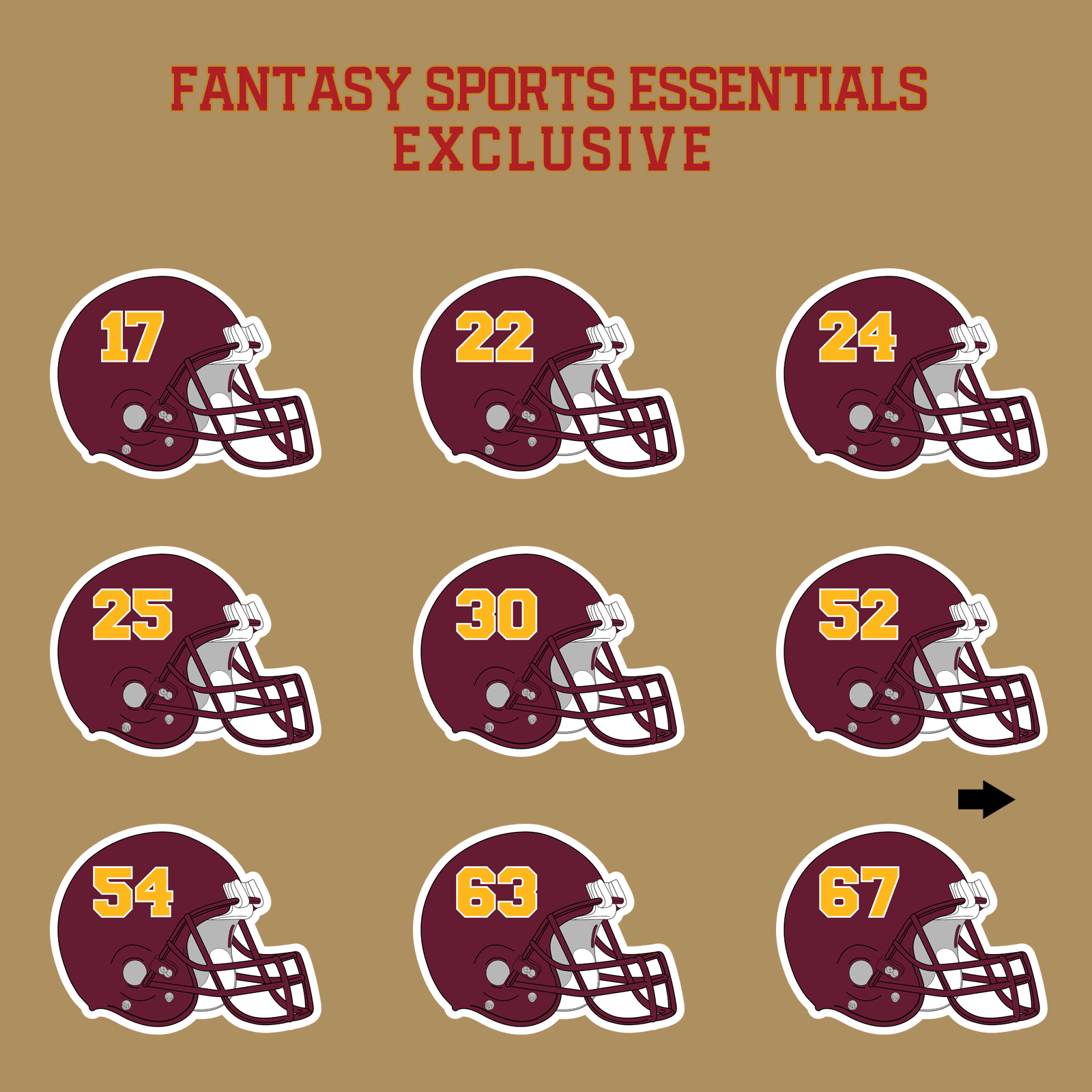 Fantasy Sports Essentials Exclusive Washington Commanders 2024 Helmet Glossy Stickers Page 2