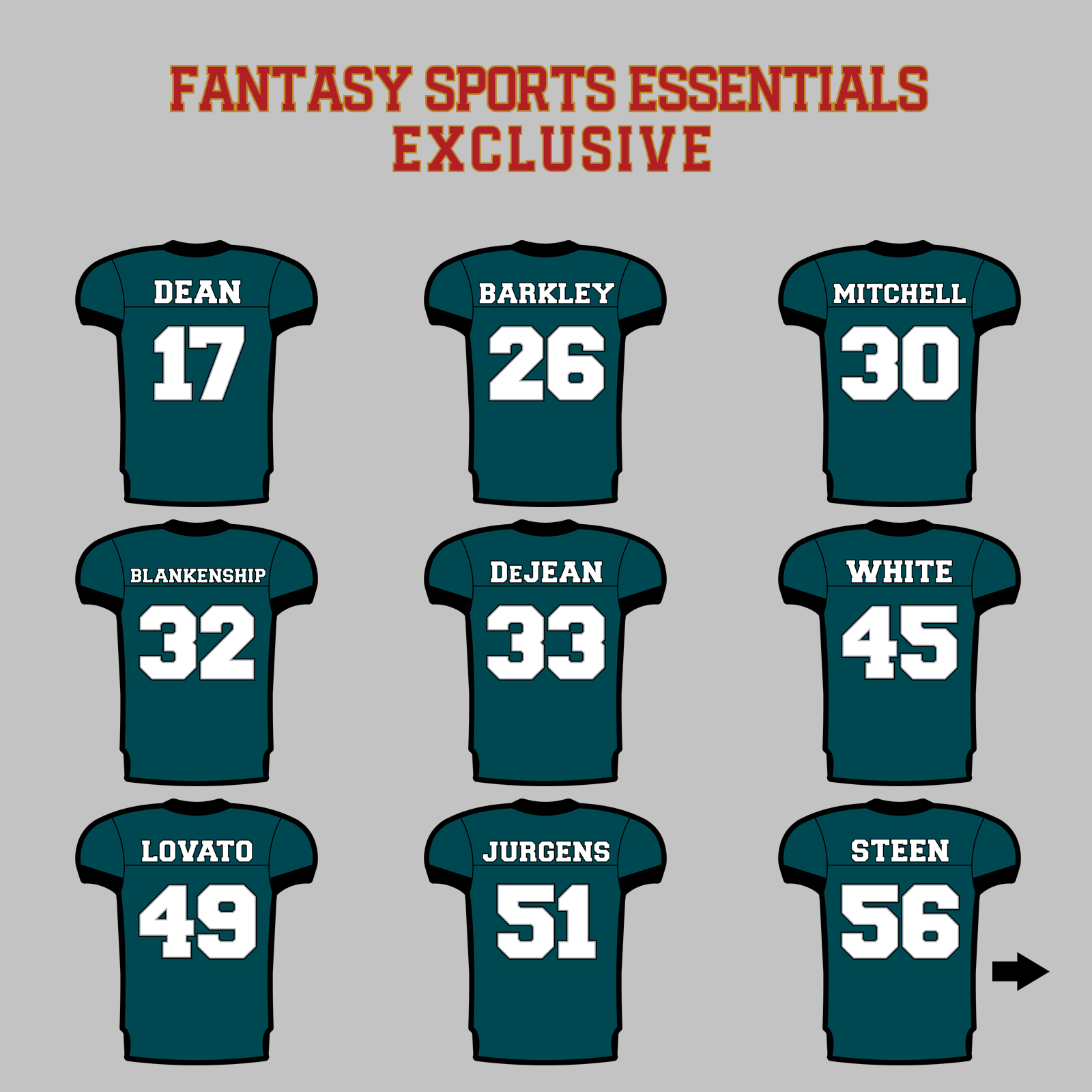 Fantasy Sports Essentials Exclusive Philadelphia Eagles 2024 Home Jersey Magnets Page 2