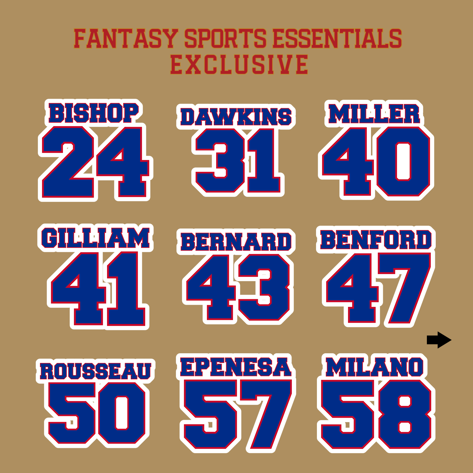 Fantasy Sports Essentials Exclusive Buffalo Bills 2024 Name and Number Glossy Stickers Page 2