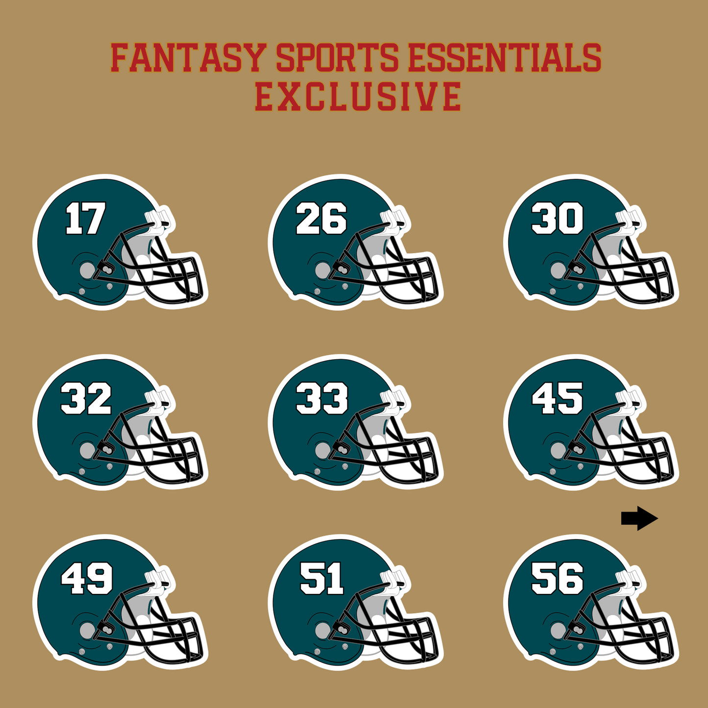 Fantasy Sports Essentials Exclusive Philadelphia Eagles 2024 Helmet Glossy Stickers Page 2