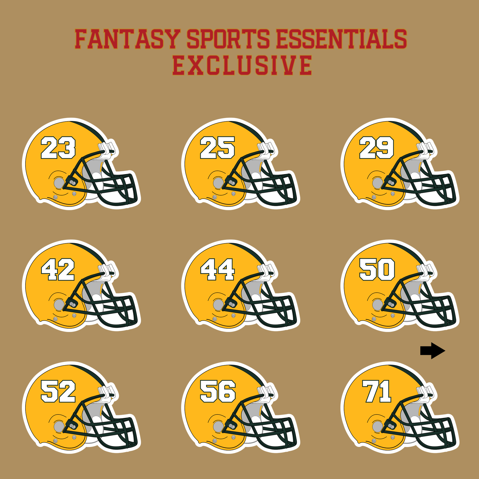 Fantasy Sports Essentials Exclusive Green Bay Packers 2024 Helmet Glossy Stickers Page 2