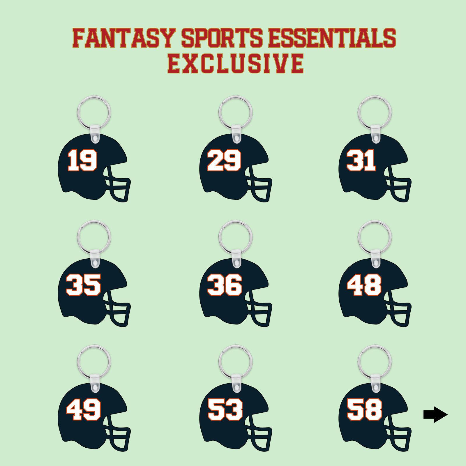 Fantasy Sports Essentials Exclusive Chicago Bears 2024 Helmet Keychains Page 2