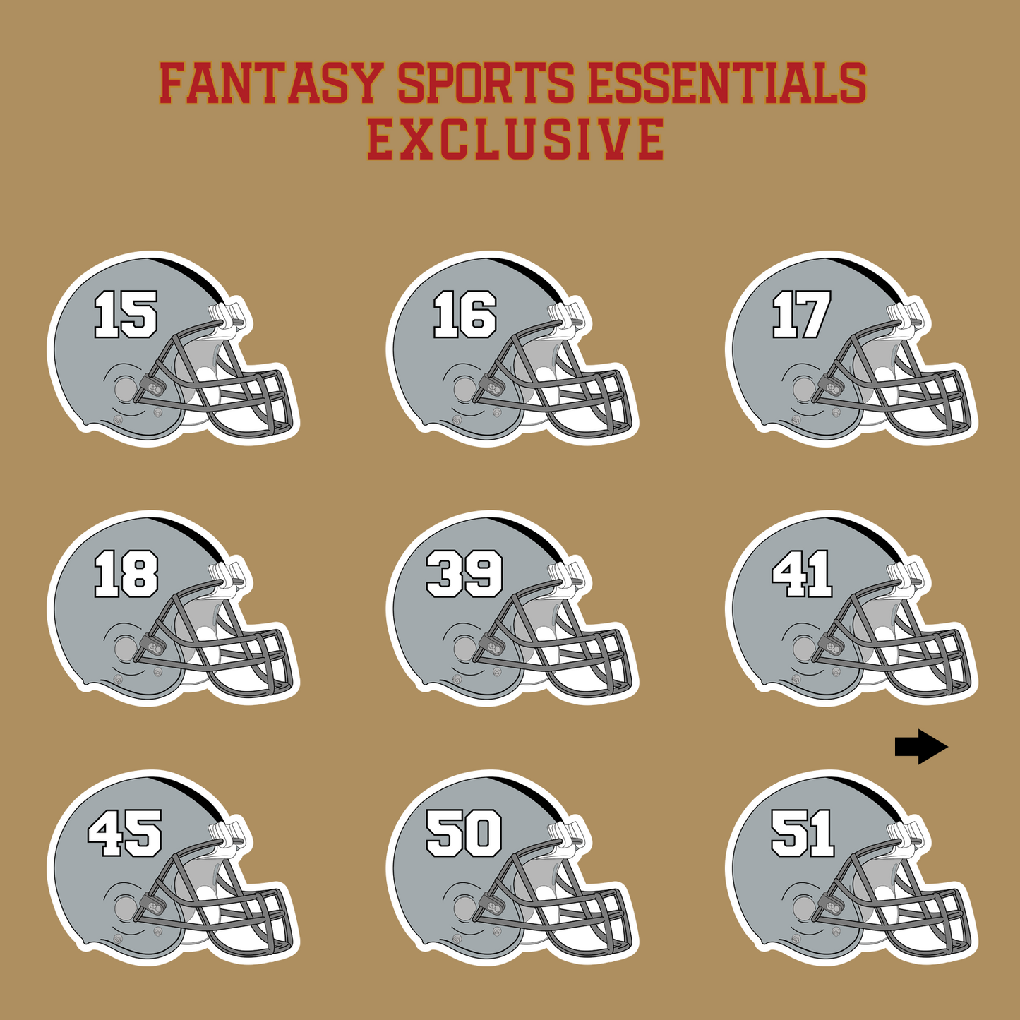 Fantasy Sports Essentials Exclusive Las Vegas Raiders 2024 Helmet Glossy Stickers Page 2