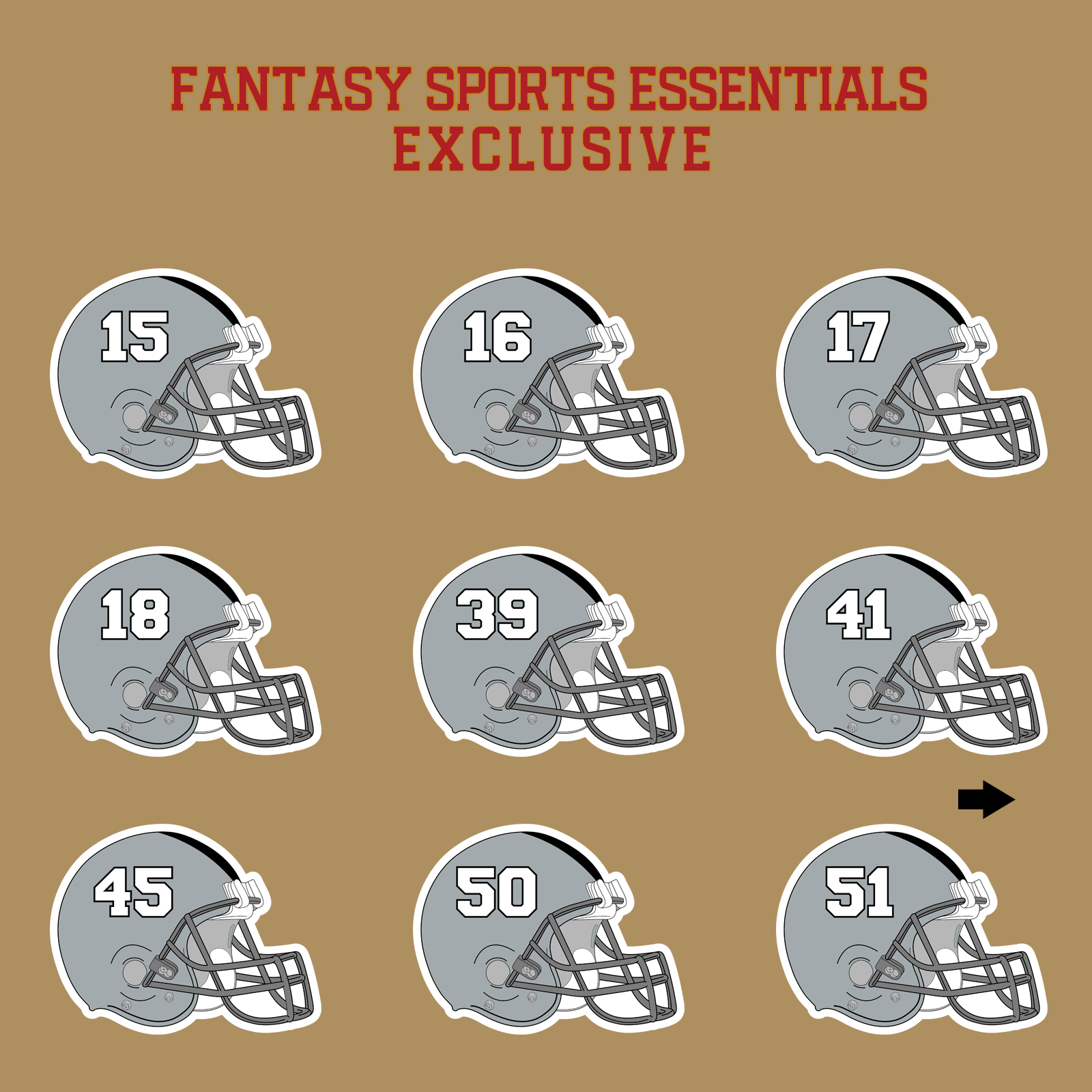 Fantasy Sports Essentials Exclusive Las Vegas Raiders 2024 Helmet Glossy Stickers Page 2