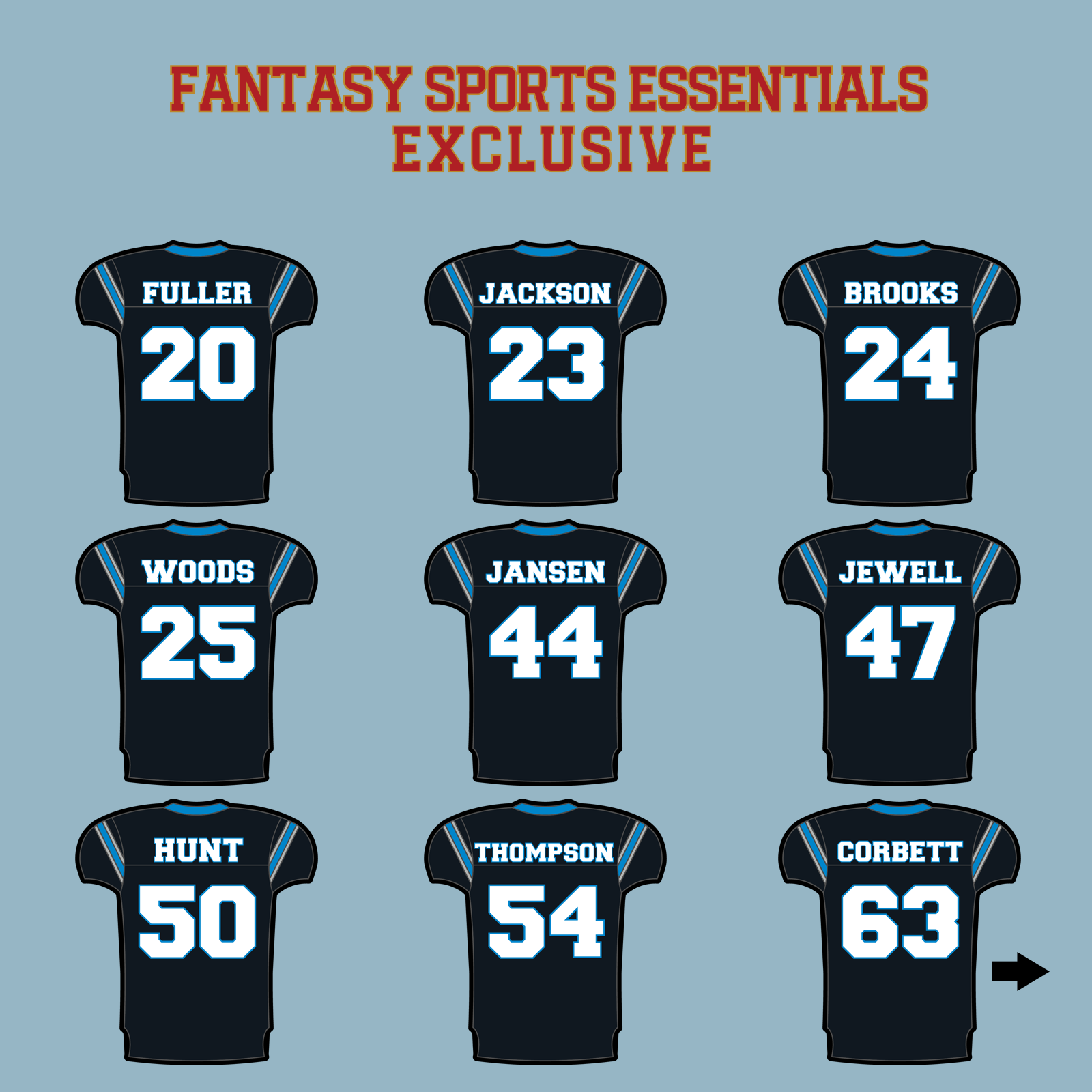 Fantasy Sports Essentials Exclusive Carolina Panthers 2024 Home Jersey Matte Stickers Page 2