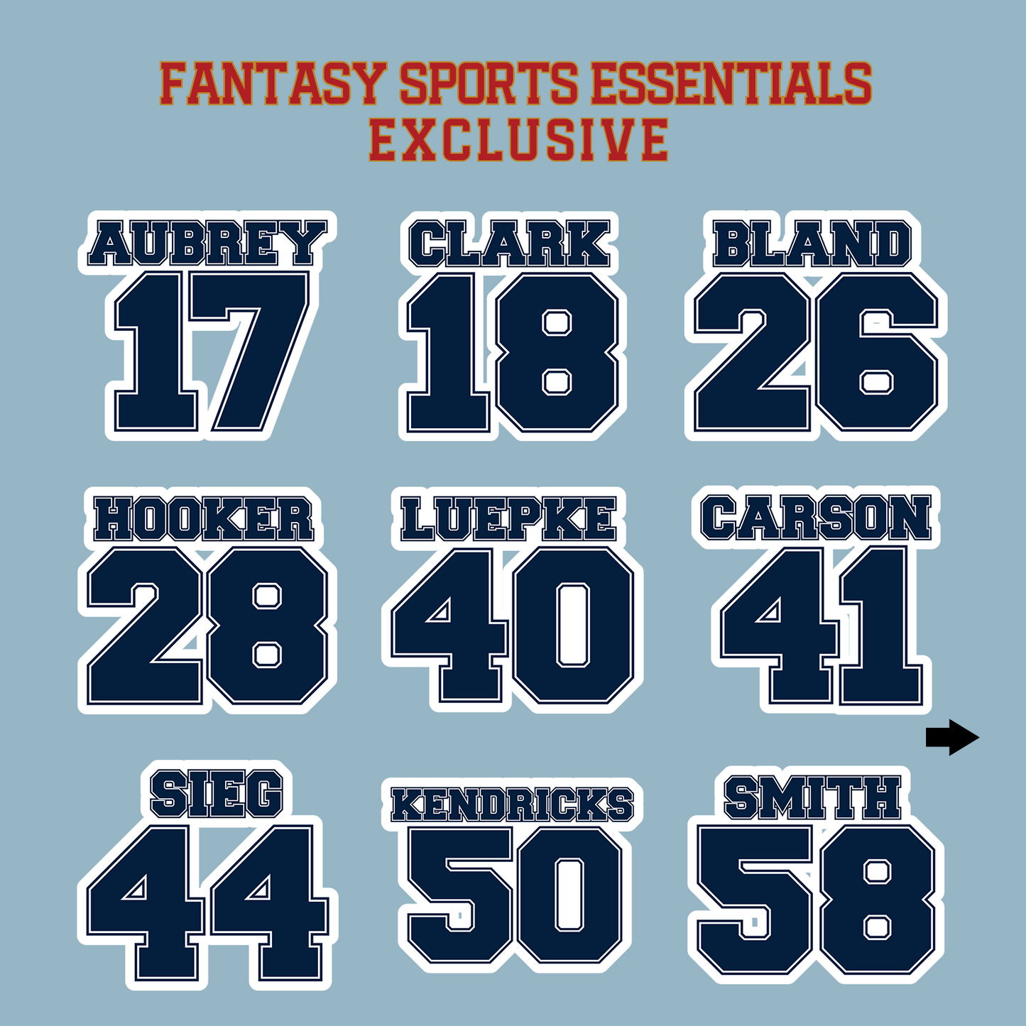 Fantasy Sports Essentials Exclusive Dallas Cowboys 2024 Name and Number Matte Stickers Page 2