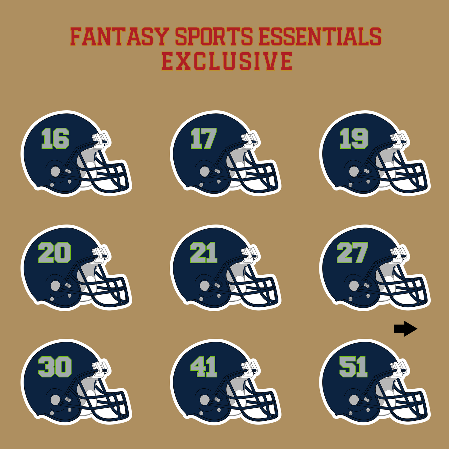 Fantasy Sports Essentials Exclusive Seattle Seahawks 2024 Helmet Glossy Stickers Page 2