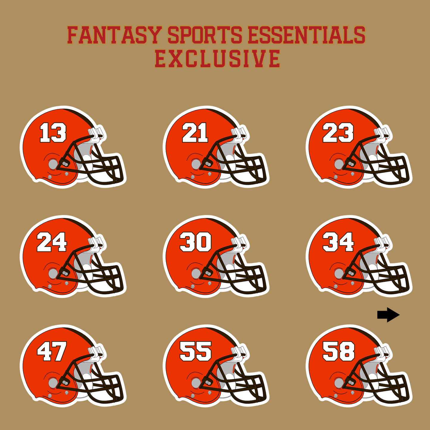 Fantasy Sports Essentials Exclusive Cleveland Browns 2024 Helmet Glossy Stickers Page 2