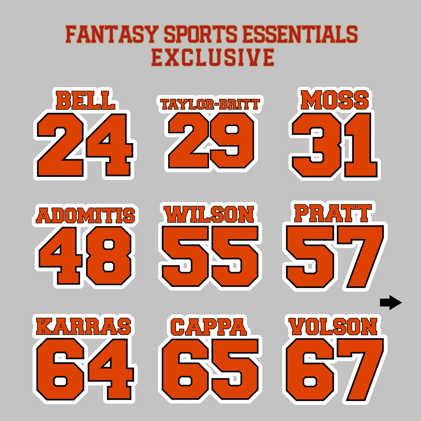 Fantasy Sports Essentials Exclusive Cincinnati Bengals 2024 Name and Number Magnets Page 2