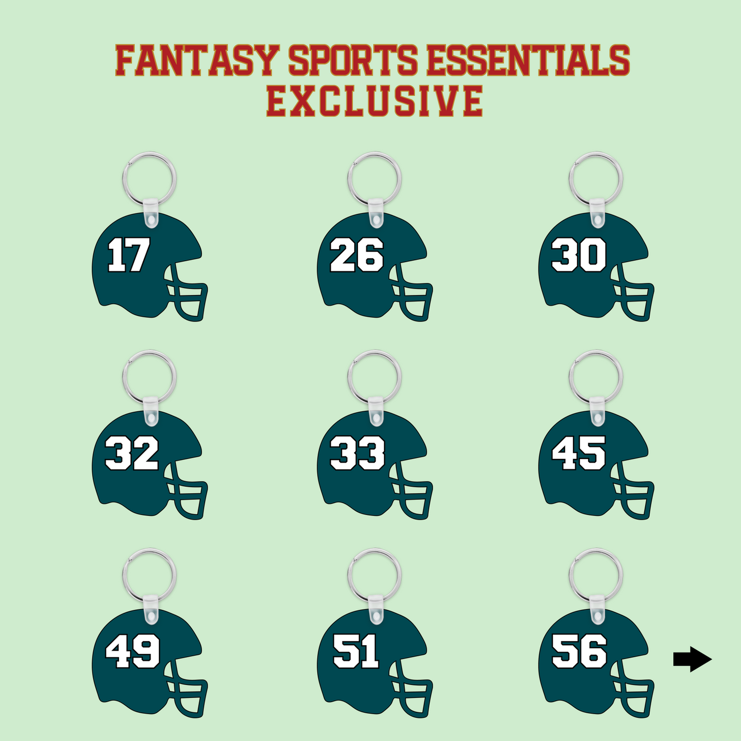 Fantasy Sports Essentials Exclusive Philadelphia Eagles 2024 Helmet Keychains Page 2