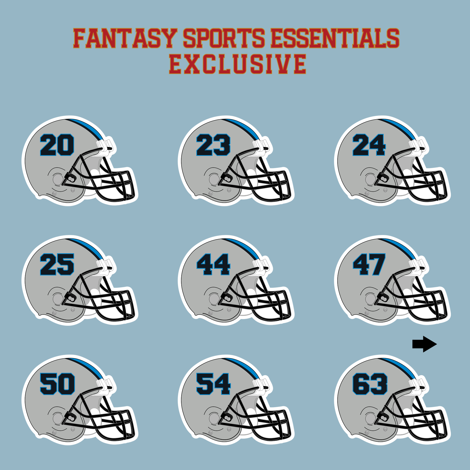 Fantasy Sports Essentials Exclusive Carolina Panthers 2024 Helmet Matte Stickers Page 2