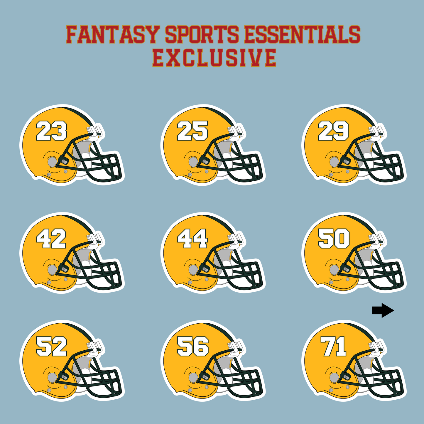 Fantasy Sports Essentials Exclusive Green Bay Packers 2024 Helmet Matte Stickers Page 2