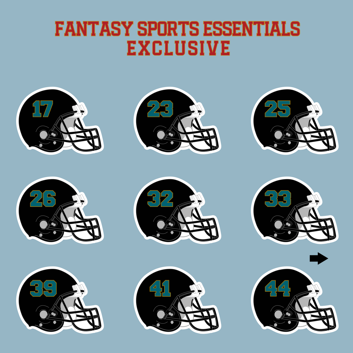 Fantasy Sports Essentials Exclusive Jacksonville Jaguars 2024 Helmet Matte Stickers Page 2