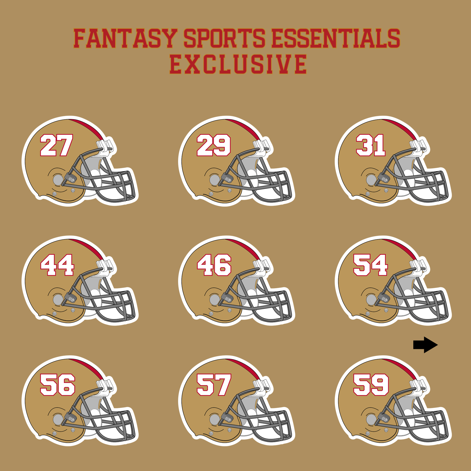 Fantasy Sports Essentials Exclusive San Francisco 49ers 2024 Helmet Glossy Stickers Page 2