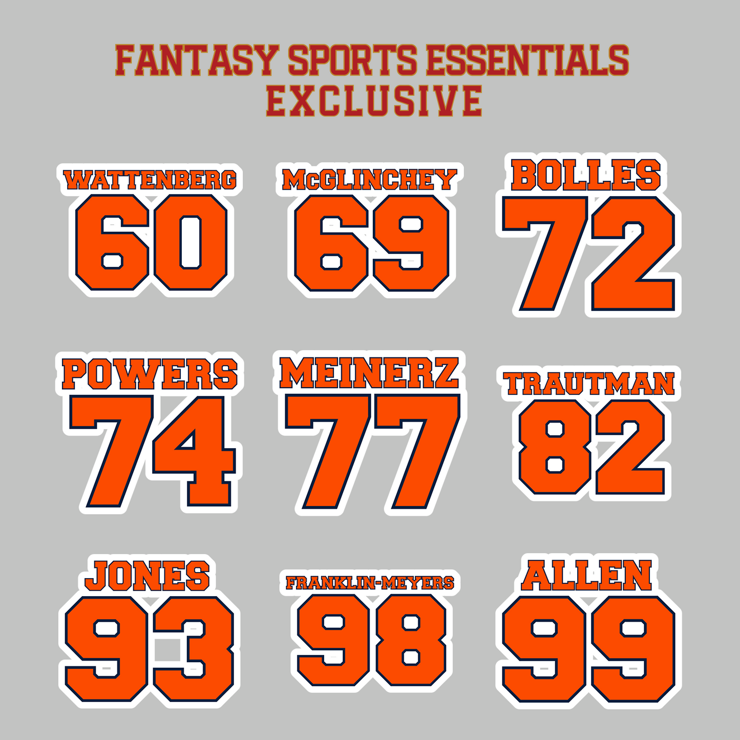 Fantasy Sports Essentials Exclusive Denver Broncos 2024 Name and Number Magnets Page 3