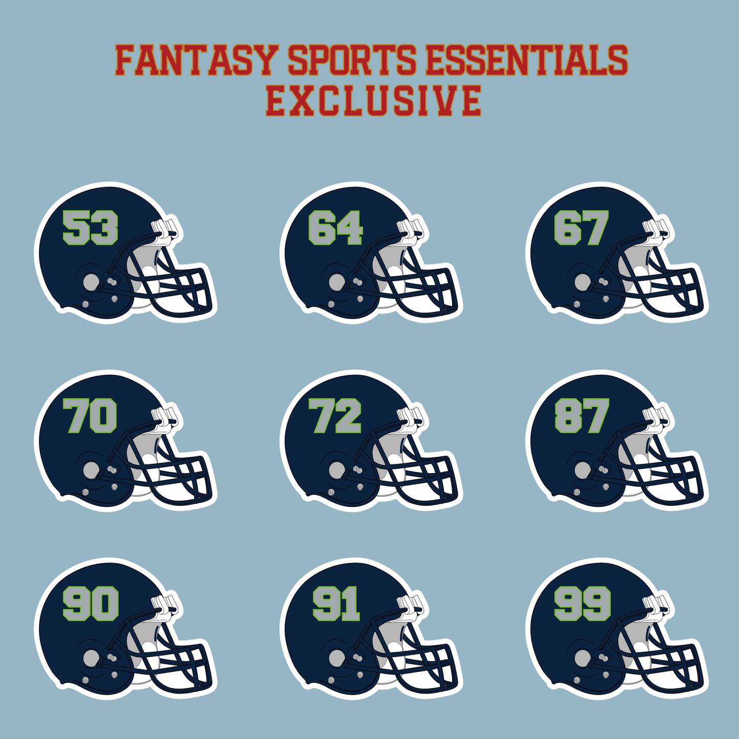 Fantasy Sports Essentials Exclusive Seattle Seahawks 2024 Helmet Matte Stickers Page 3