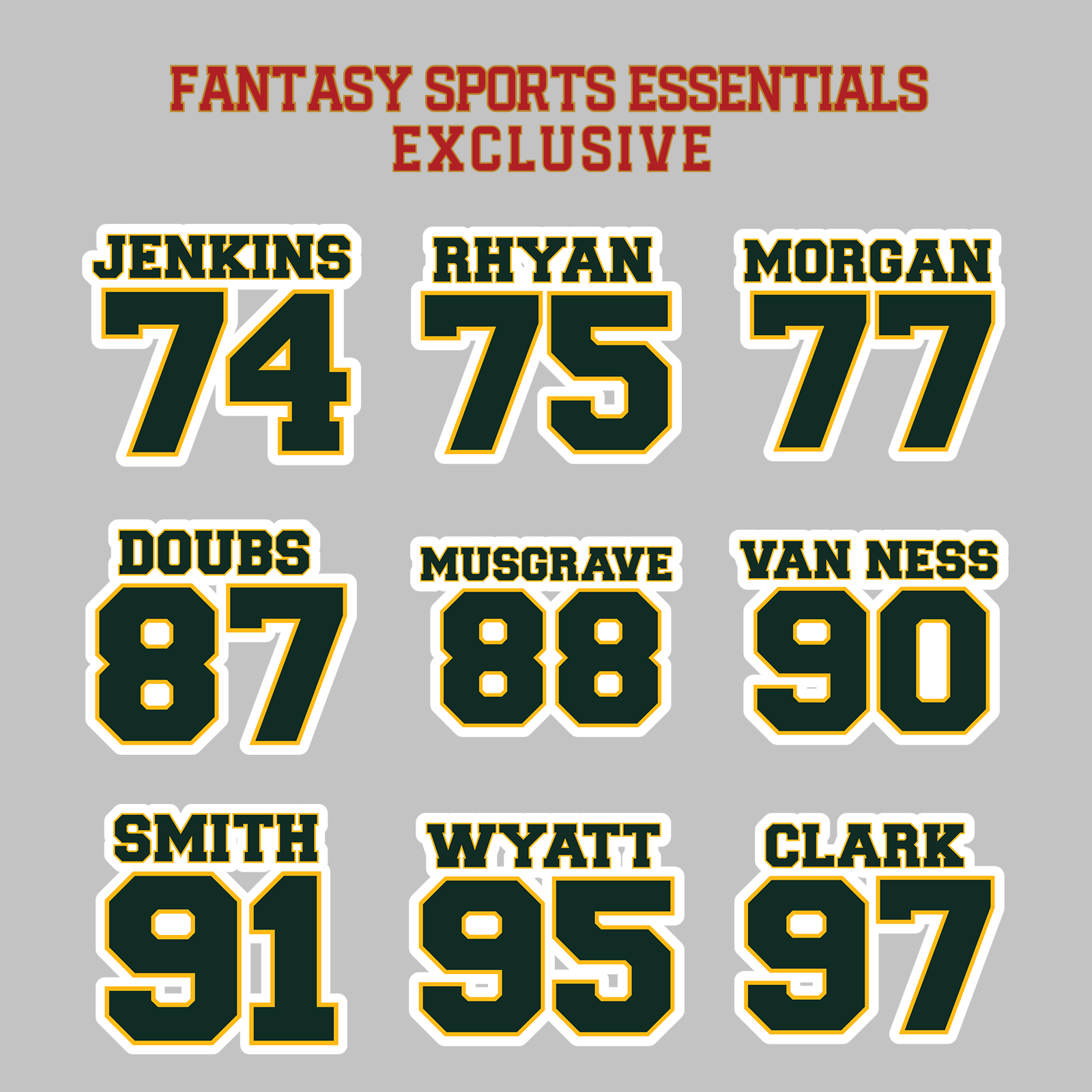 Fantasy Sports Essentials Exclusive Green Bay Packers 2024 Name and Number Magnets Page 3