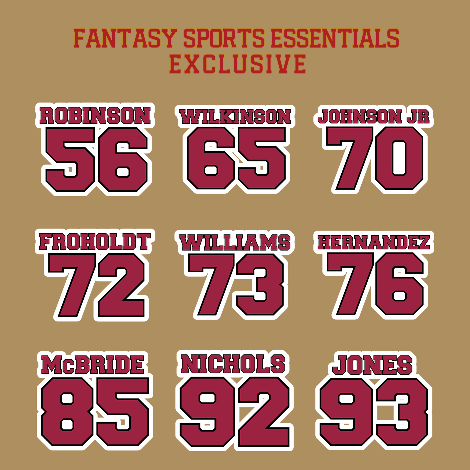 Fantasy Sports Essentials Exclusive Arizona Cardinals 2024 Name and Number Glossy Stickers Page 3