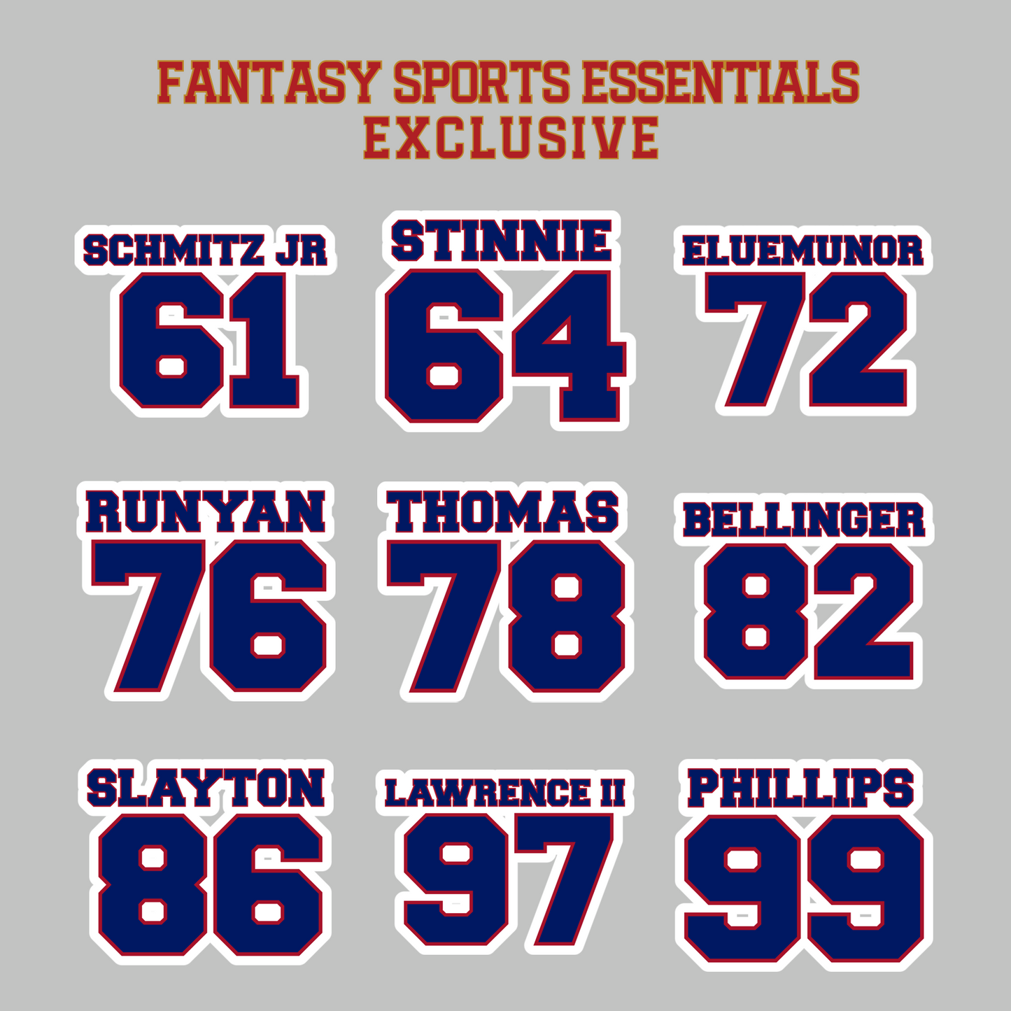 Fantasy Sports Essentials Exclusive New York Giants 2024 Name and Number Magnets Page 3