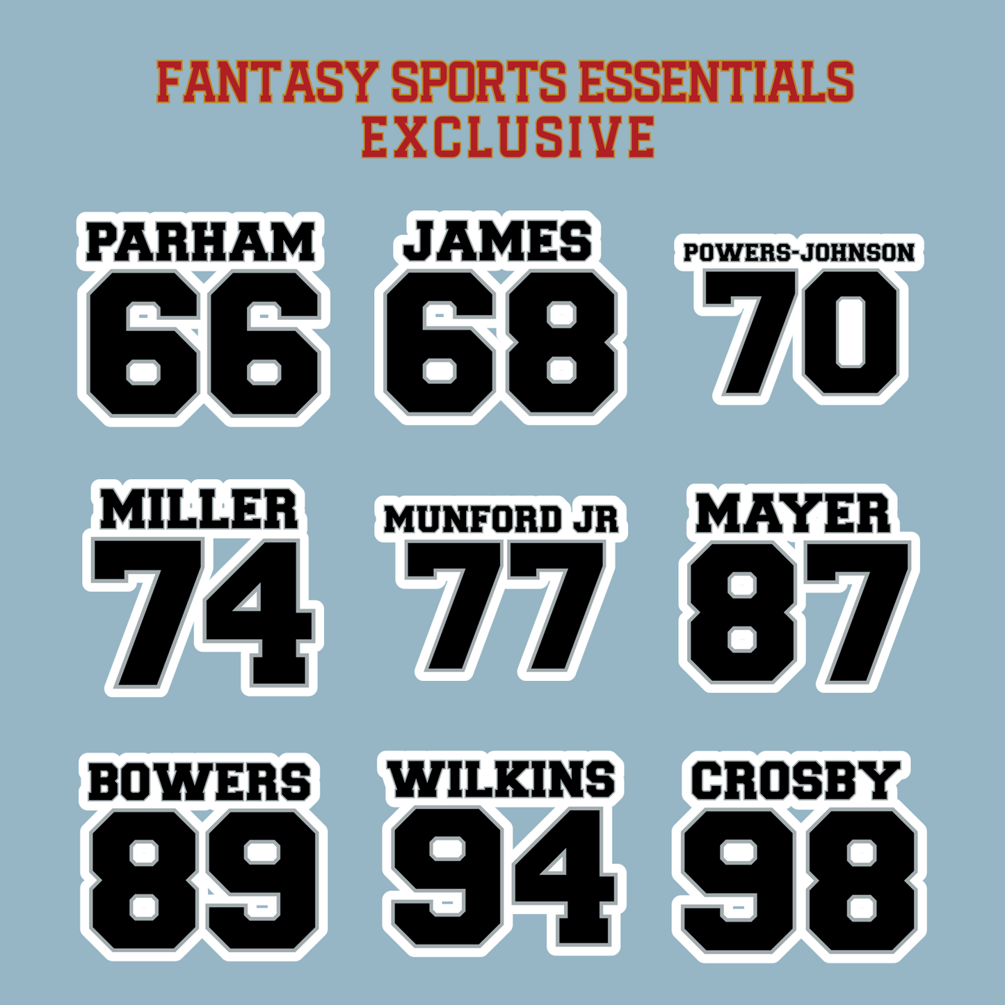 Fantasy Sports Essentials Exclusive Las Vegas Raiders 2024 Name and Number Matte Stickers Page 3