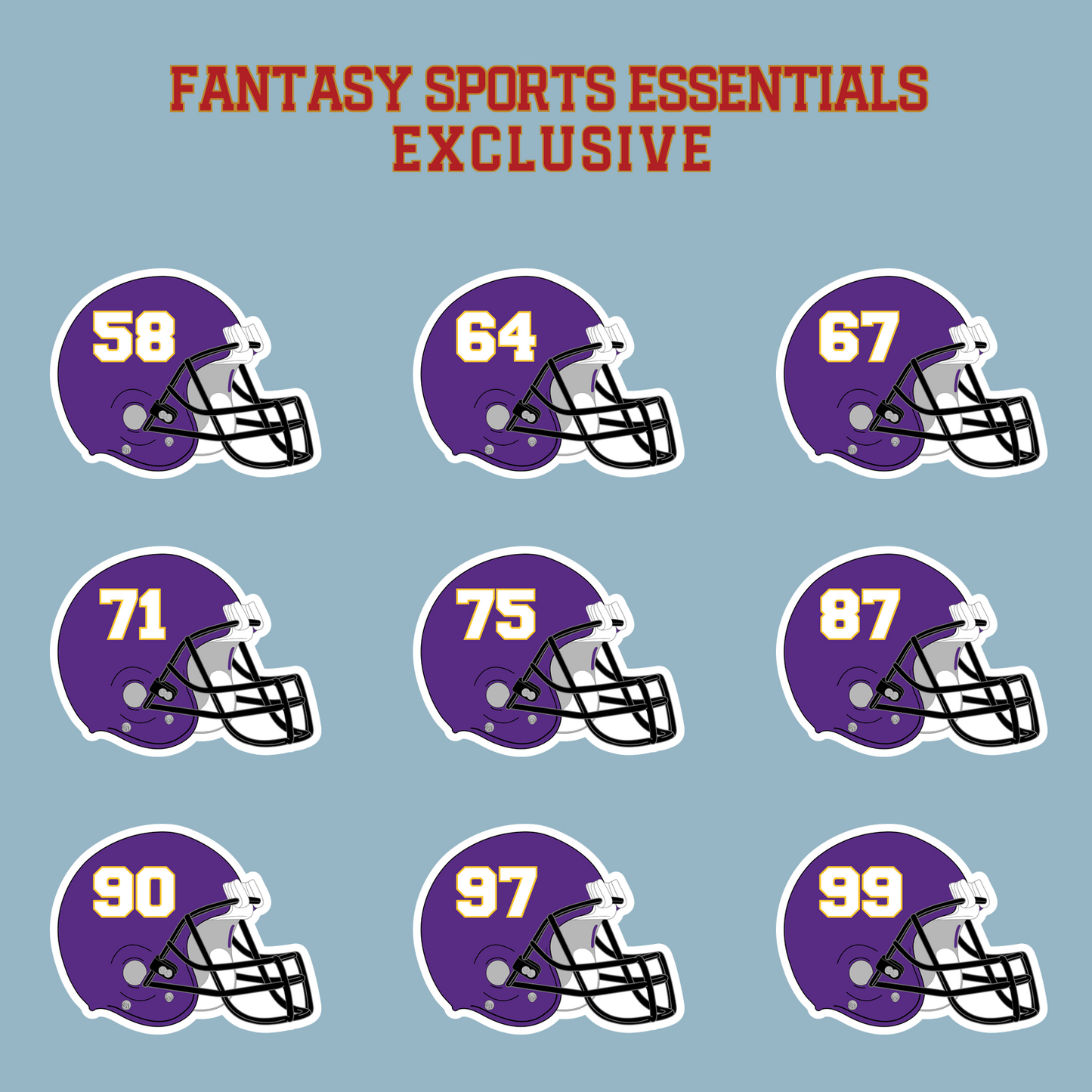 Fantasy Sports Essentials Exclusive Minnesota Vikings 2024 Helmet Matte Stickers Page 3