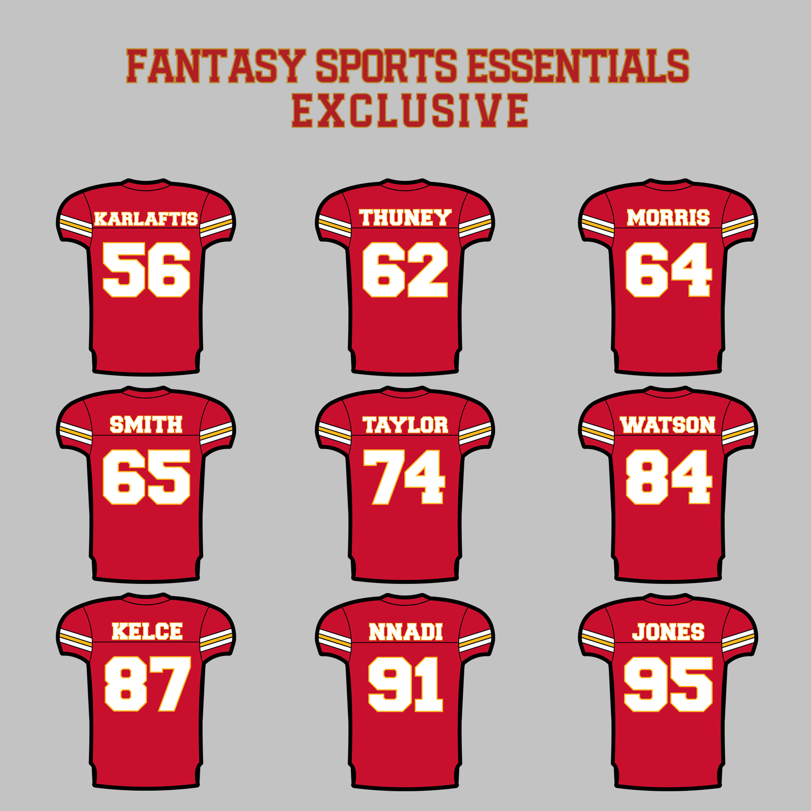 Fantasy Sports Essentials Exclusive Kansas City Chiefs 2024 Home Jersey Magnets Page 3