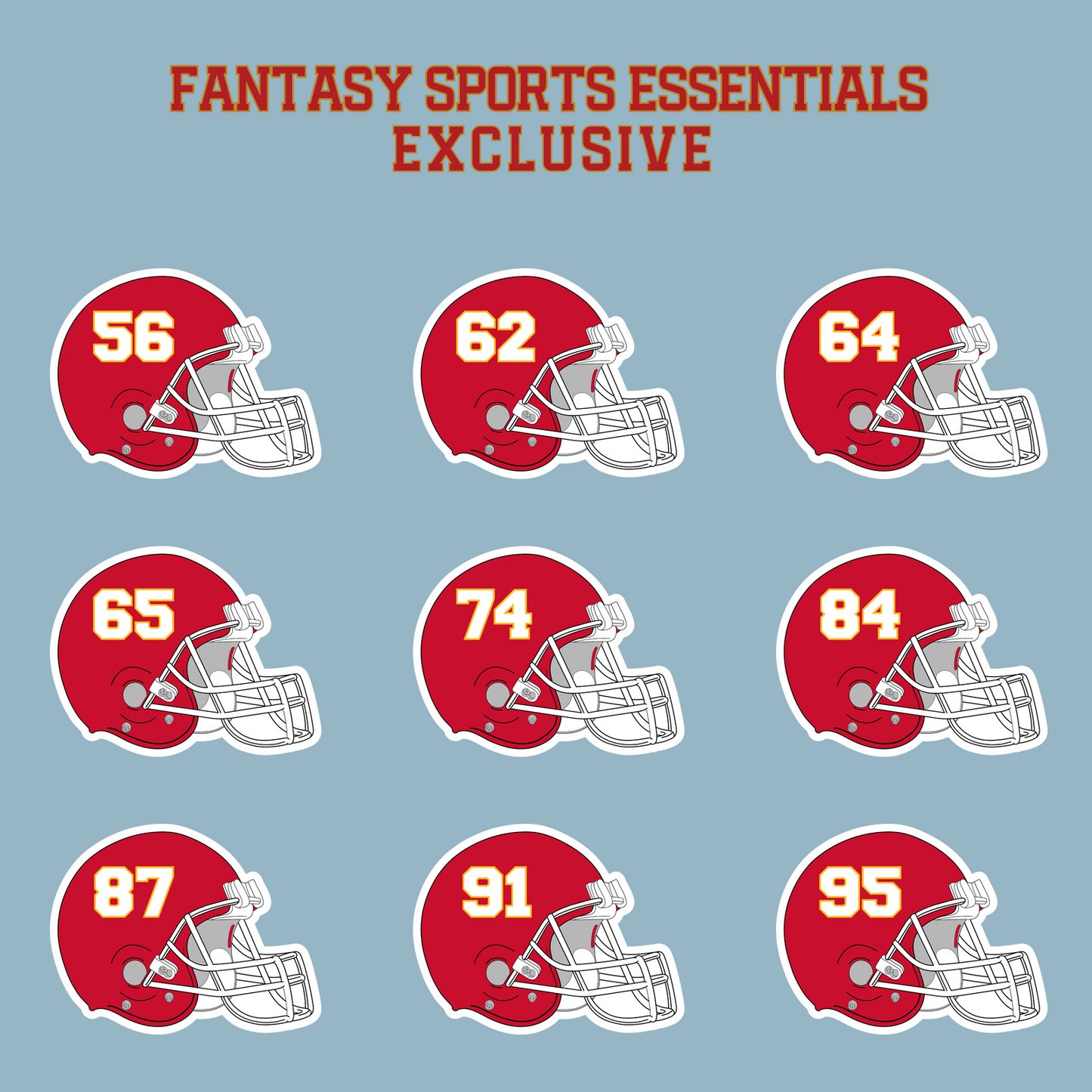 Fantasy Sports Essentials Exclusive Kansas City Chiefs 2024 Helmet Matte Stickers Page 3