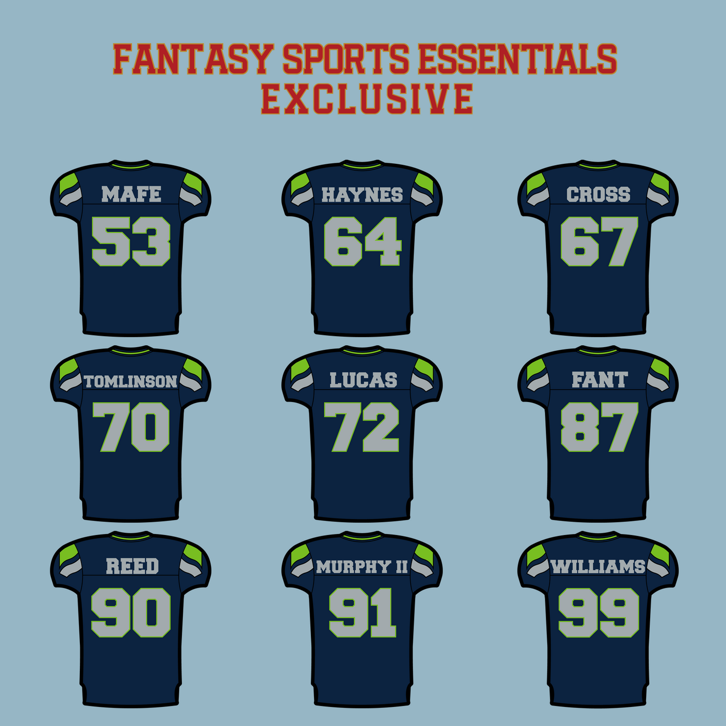 Fantasy Sports Essentials Exclusive Seattle Seahawks 2024 Home Jersey Matte Stickers Page 3