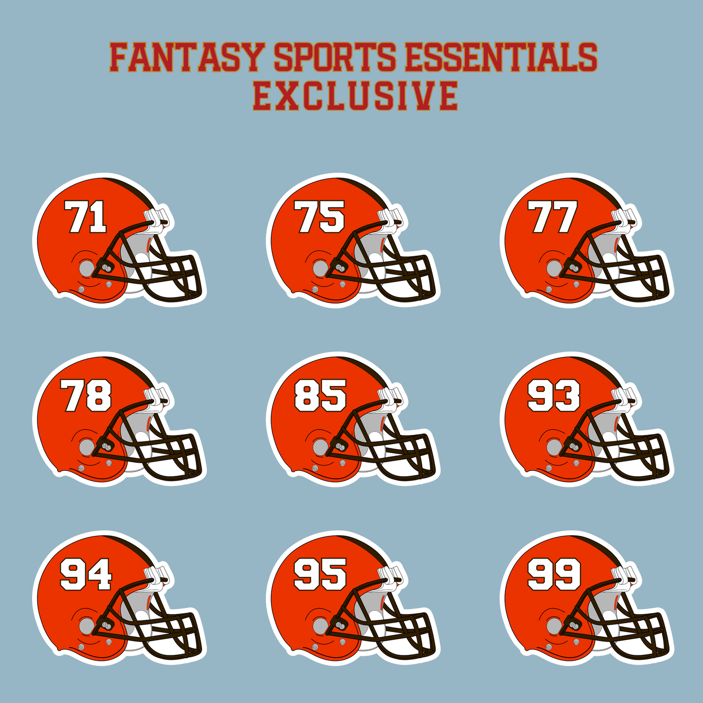 Fantasy Sports Essentials Exclusive Cleveland Browns 2024 Helmet Matte Stickers Page 3