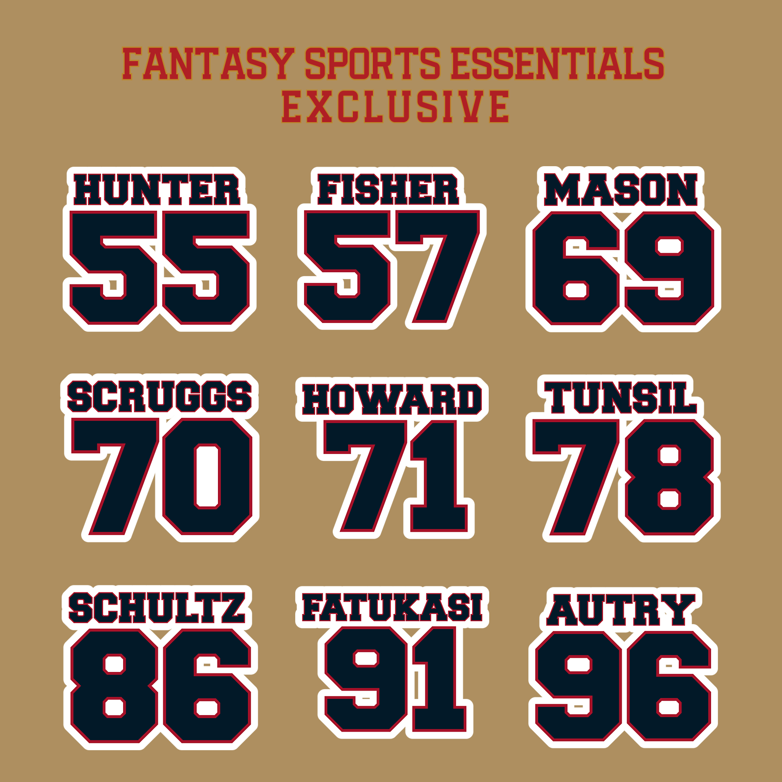 Fantasy Sports Essentials Exclusive Houston Texans 2024 Name and Number Glossy Stickers Page 3