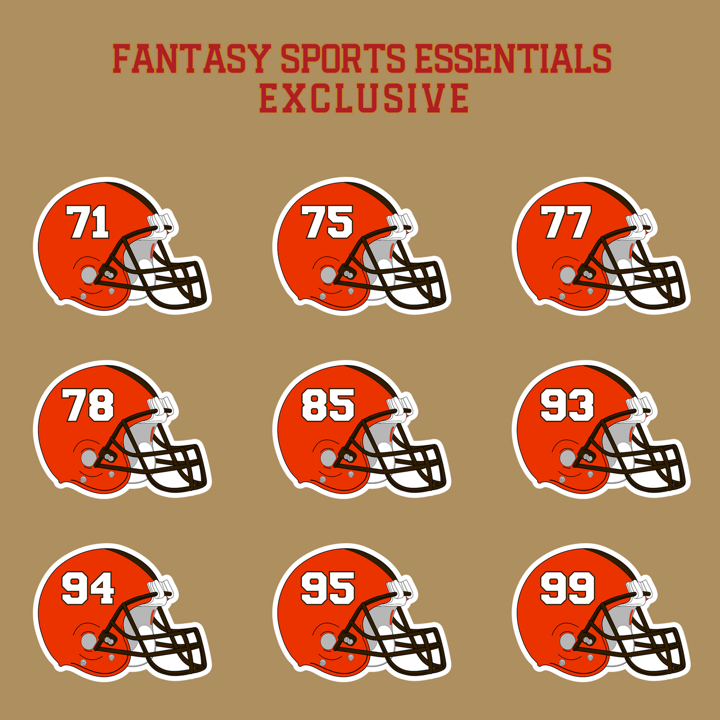 Fantasy Sports Essentials Exclusive Cleveland Browns 2024 Helmet Glossy Stickers Page 3