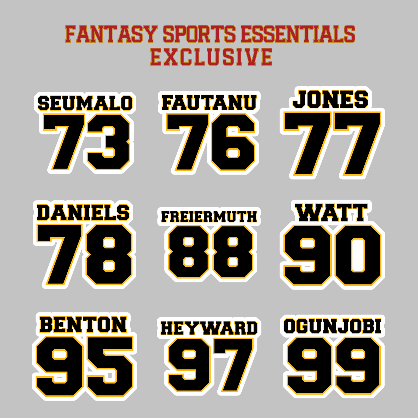 Fantasy Sports Essentials Exclusive Pittsburgh Steelers 2024 Name and Number Magnets Page 3