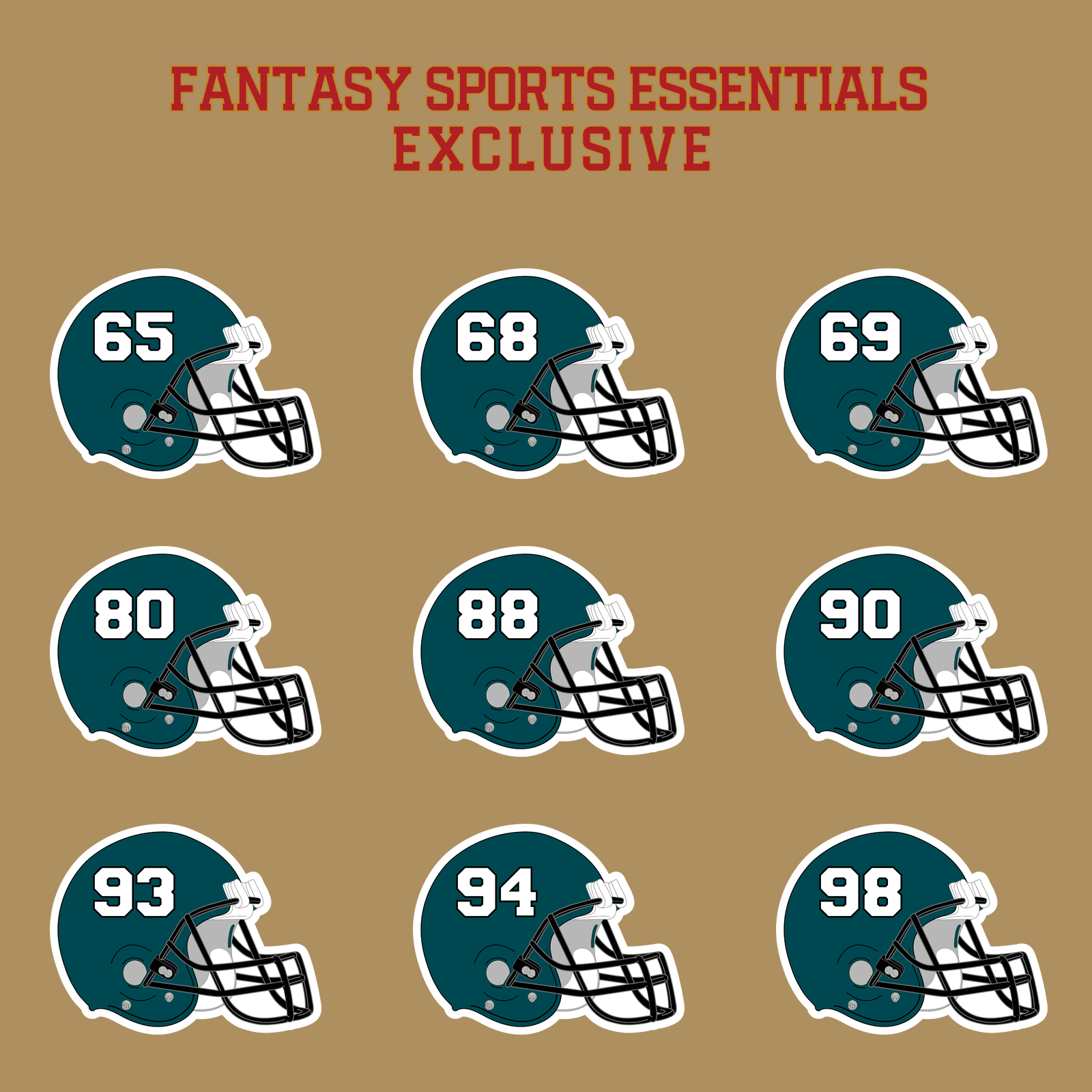 Fantasy Sports Essentials Exclusive Philadelphia Eagles 2024 Helmet Glossy Stickers Page 3