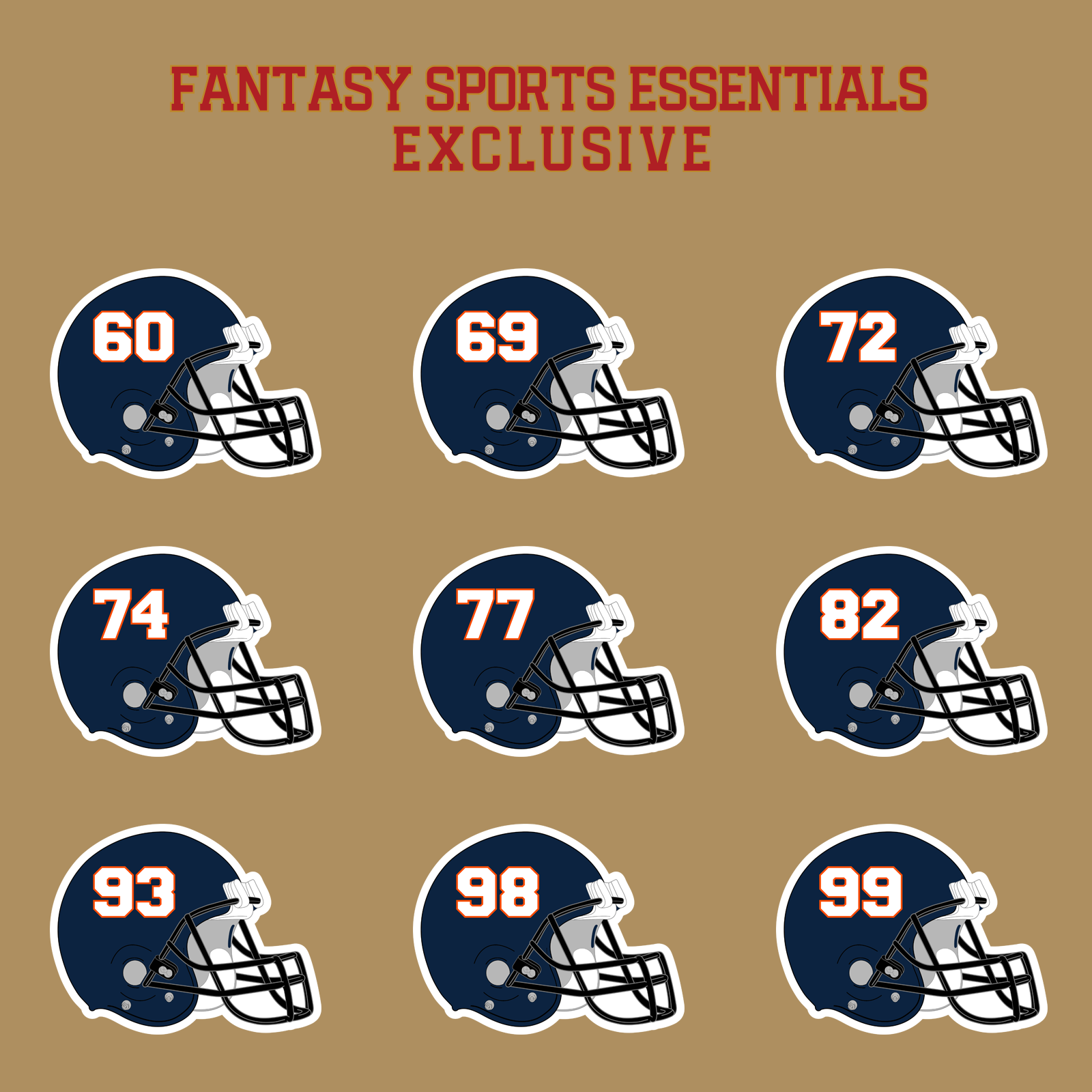 Fantasy Sports Essentials Exclusive Denver Broncos 2024 Helmet Glossy Stickers Page 3